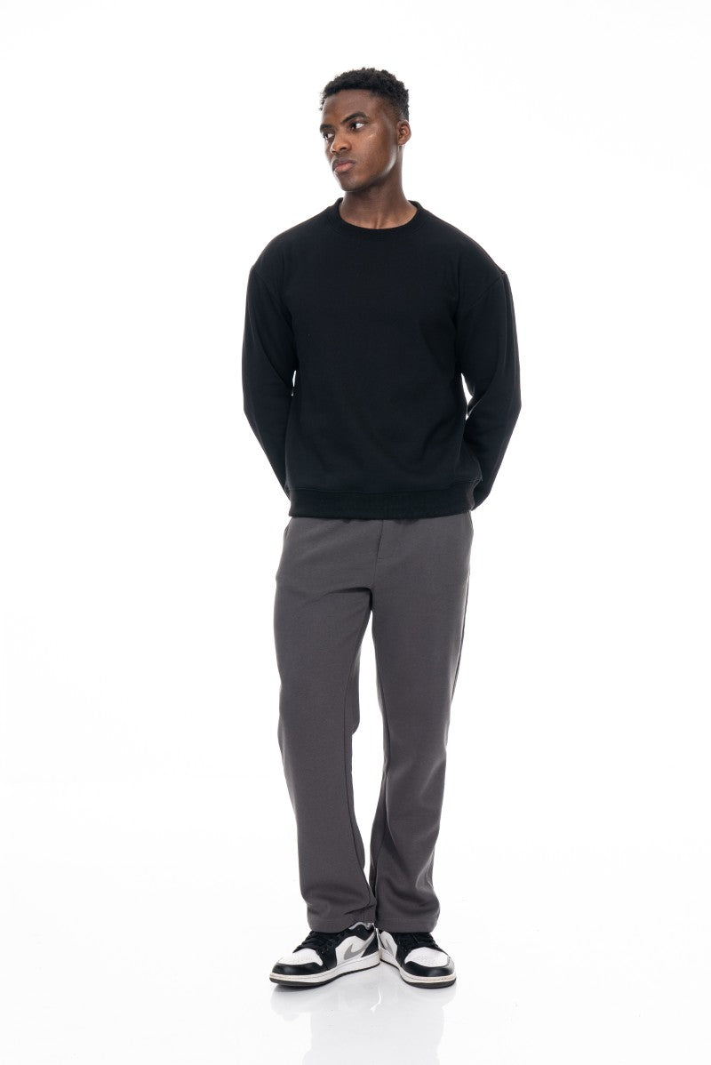 سويت شيرت قطني أساسي - أسود