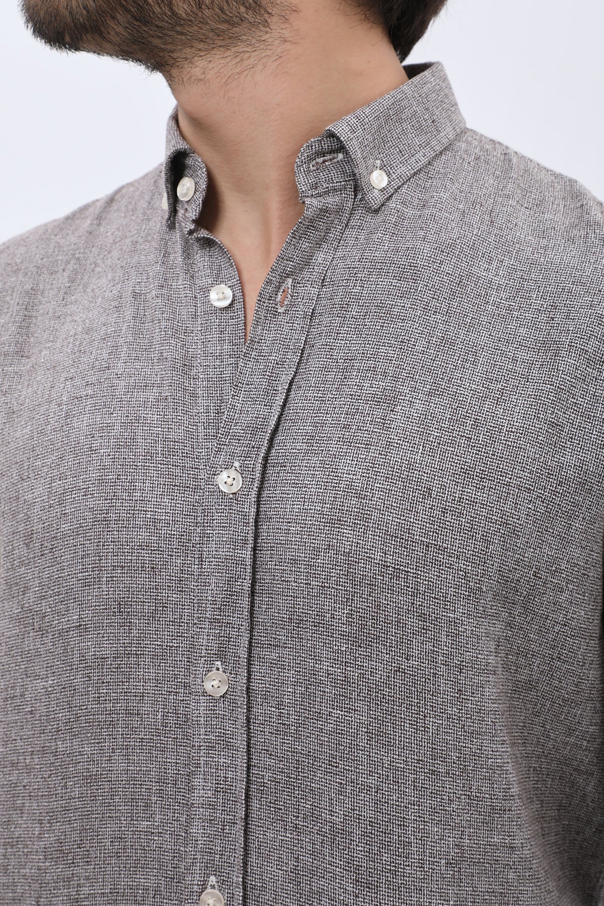 SHIRTSPRO Regular Fit Shirt - Button-Down Collar - Brown