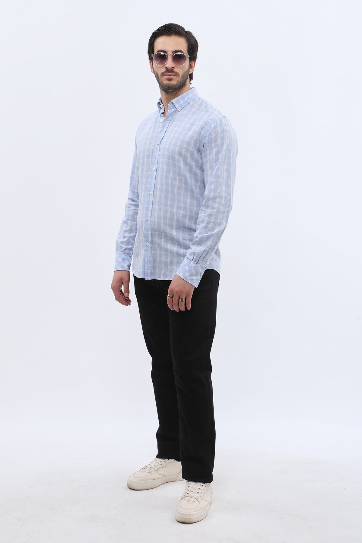 قميص كاروهات بقبة بأزرار من SHIRTSPRO - لون ازرق