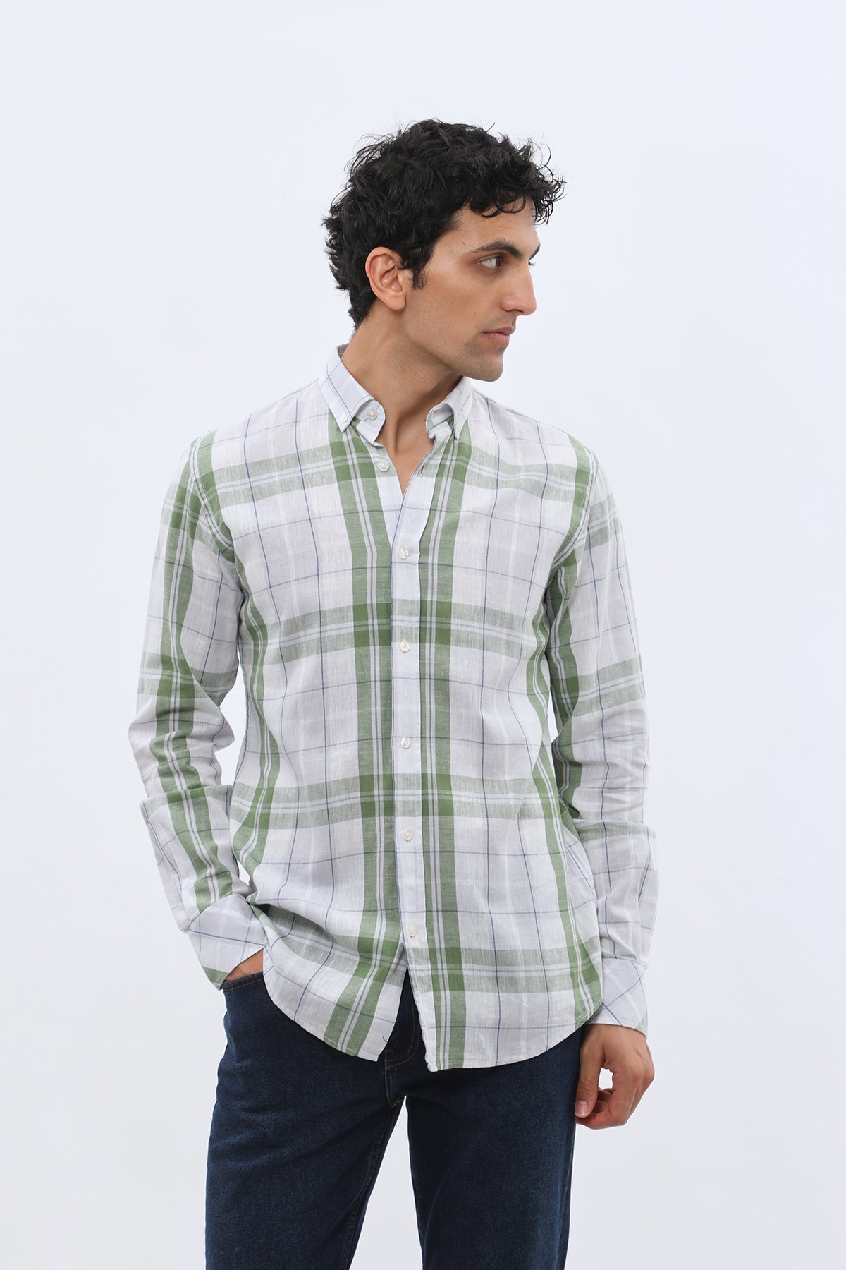 SHIRTSPRO Checked Regular Fit Shirt - Button-Down Collar - Green