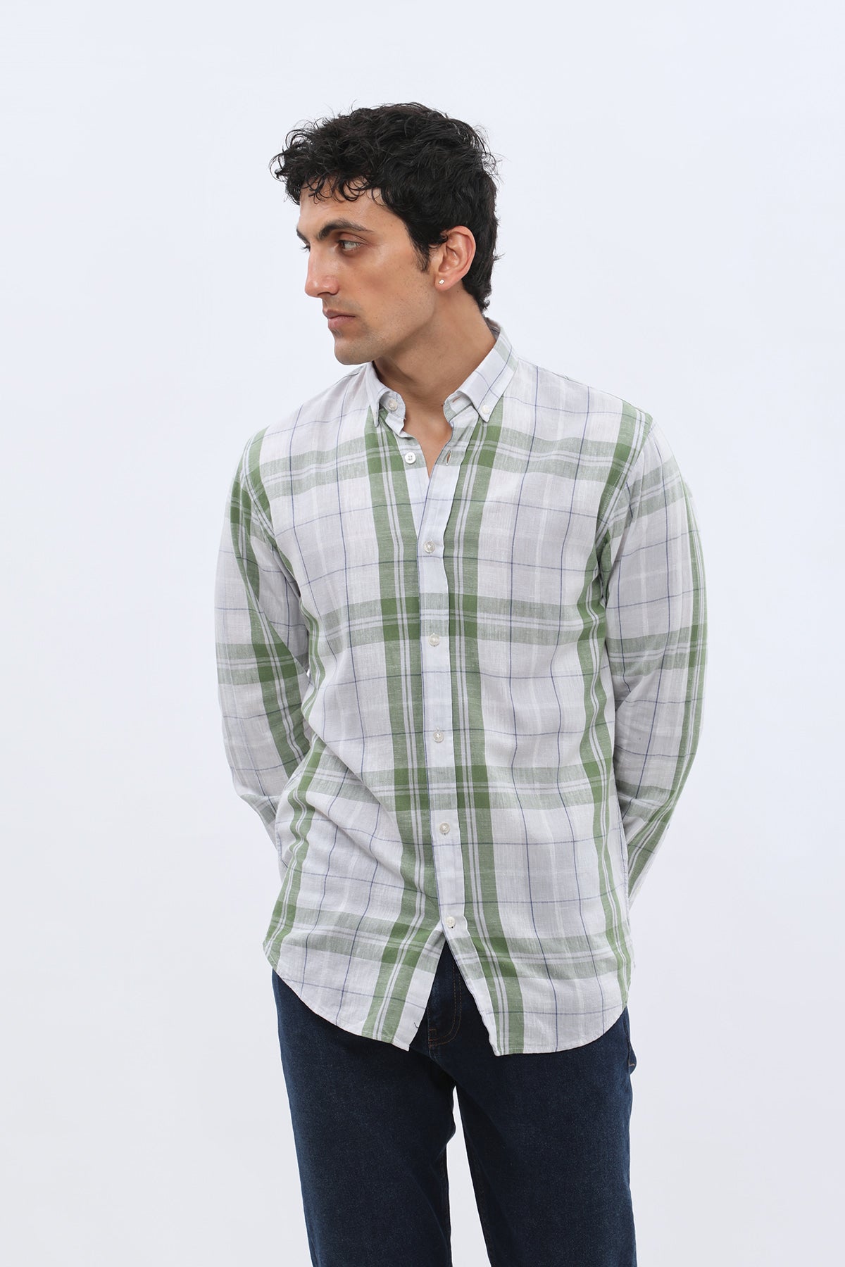 قميص كاروهات بقبة بأزرار من SHIRTSPRO - لون أخضر
