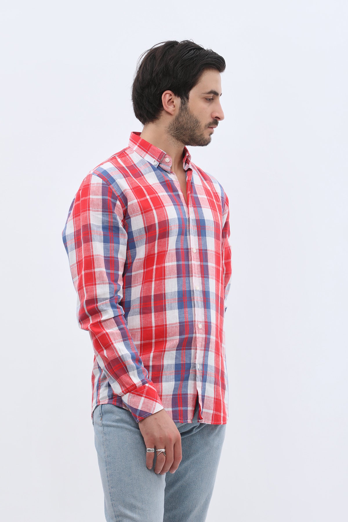SHIRTSPRO Checked Regular Fit Shirt - Button-Down Collar - Red