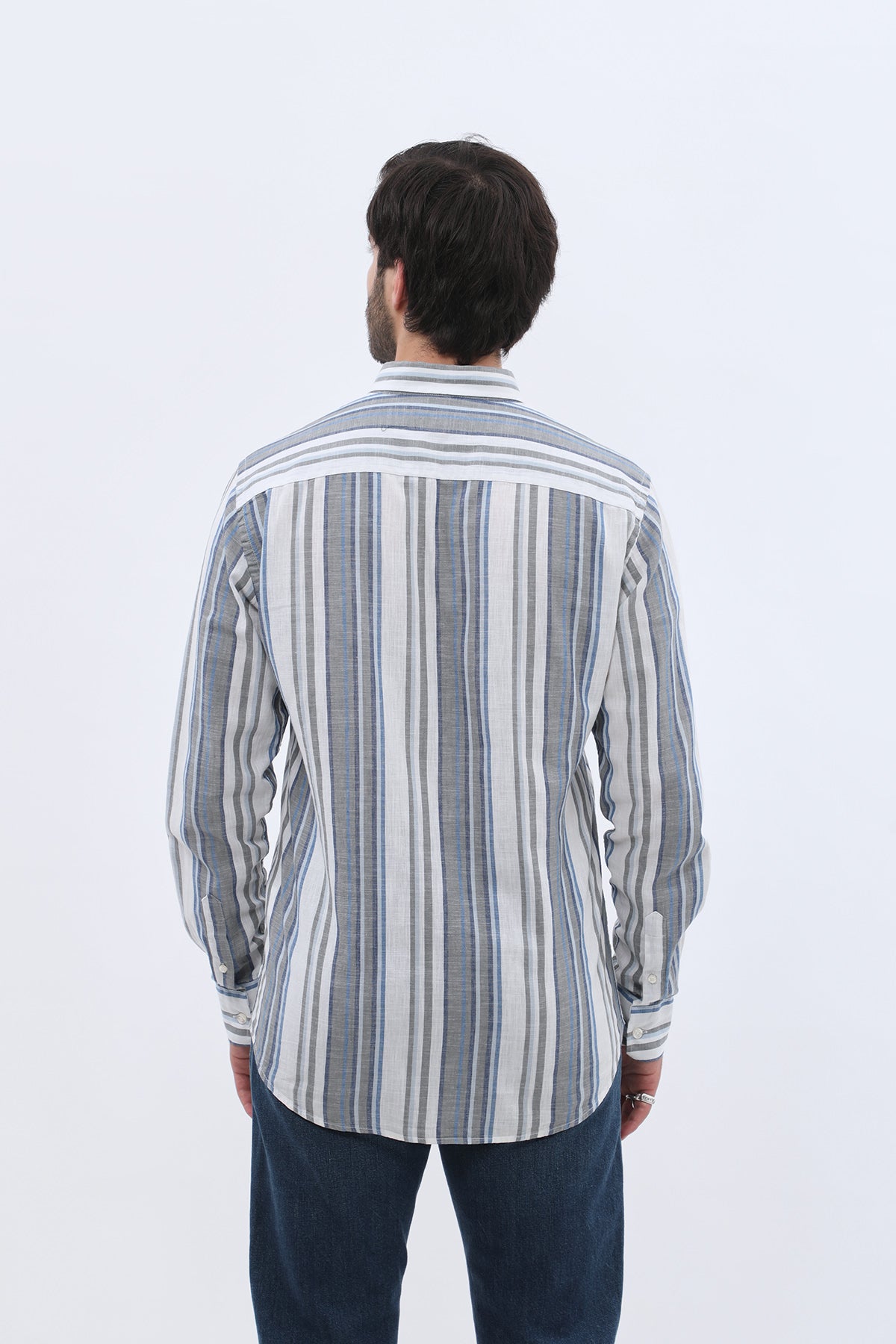 SHIRTSPRO Striped Regular Fit Shirt - Button-Down Collar - Navy