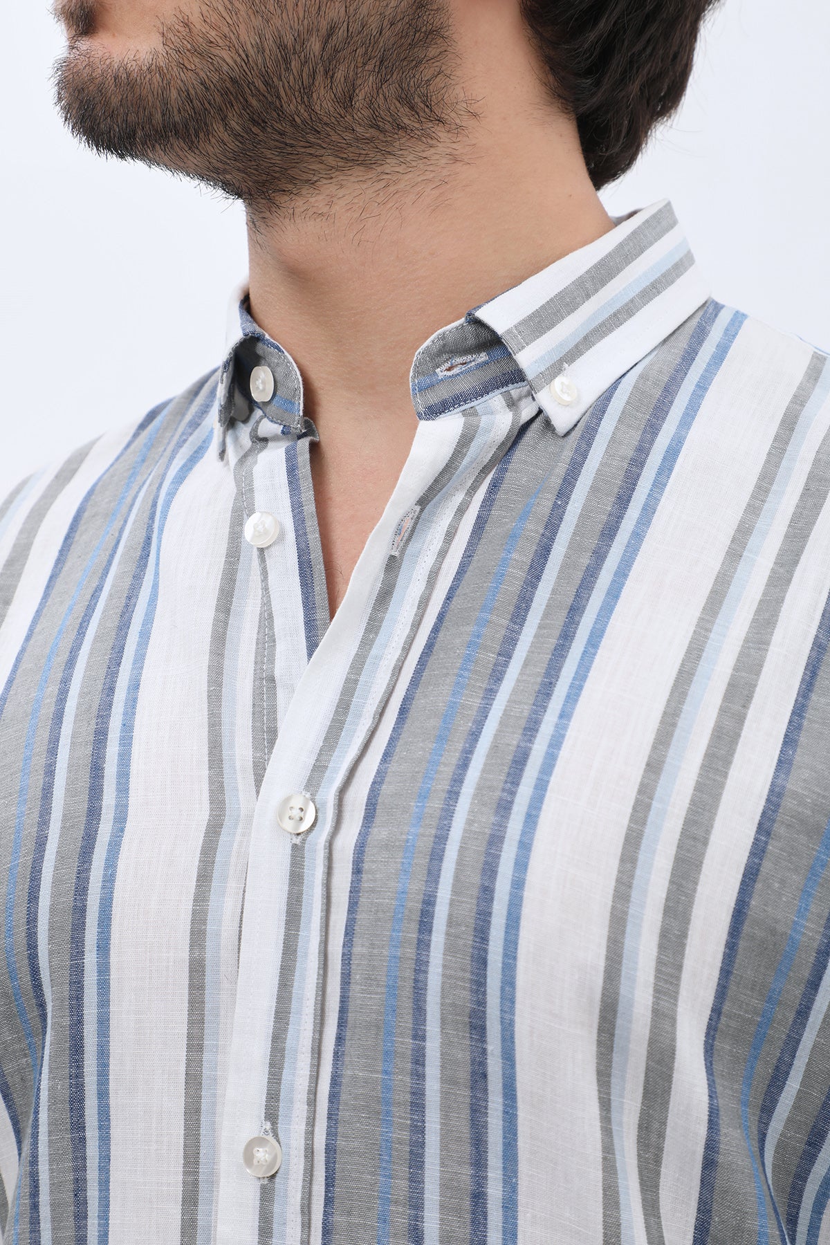 SHIRTSPRO Striped Regular Fit Shirt - Button-Down Collar - Navy