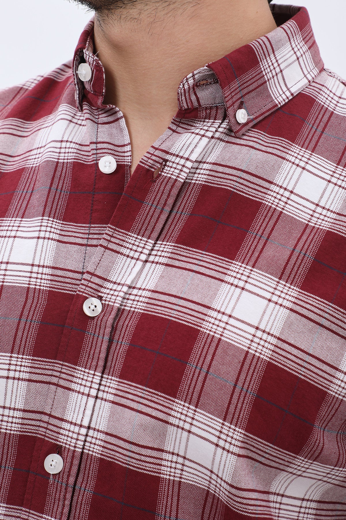 SHIRTSPRO Checked Oxford Regular Fit Shirt - Button-Down Collar - Red