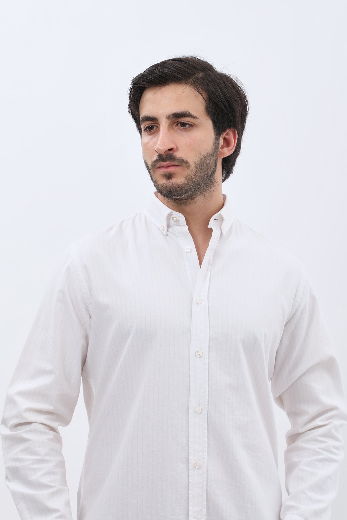 SHIRTSPRO Striped Oxford Regular Fit Shirt - Button-Down Collar - Beige