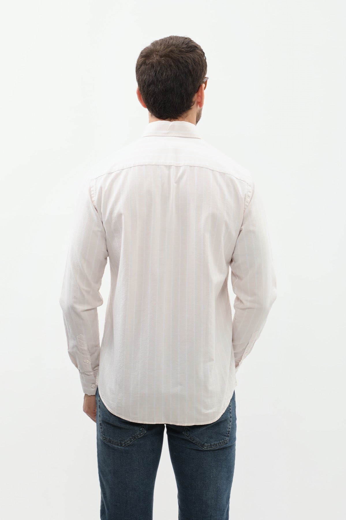 SHIRTSPRO Striped Oxford Regular Fit Shirt - Button-Down Collar - Beige