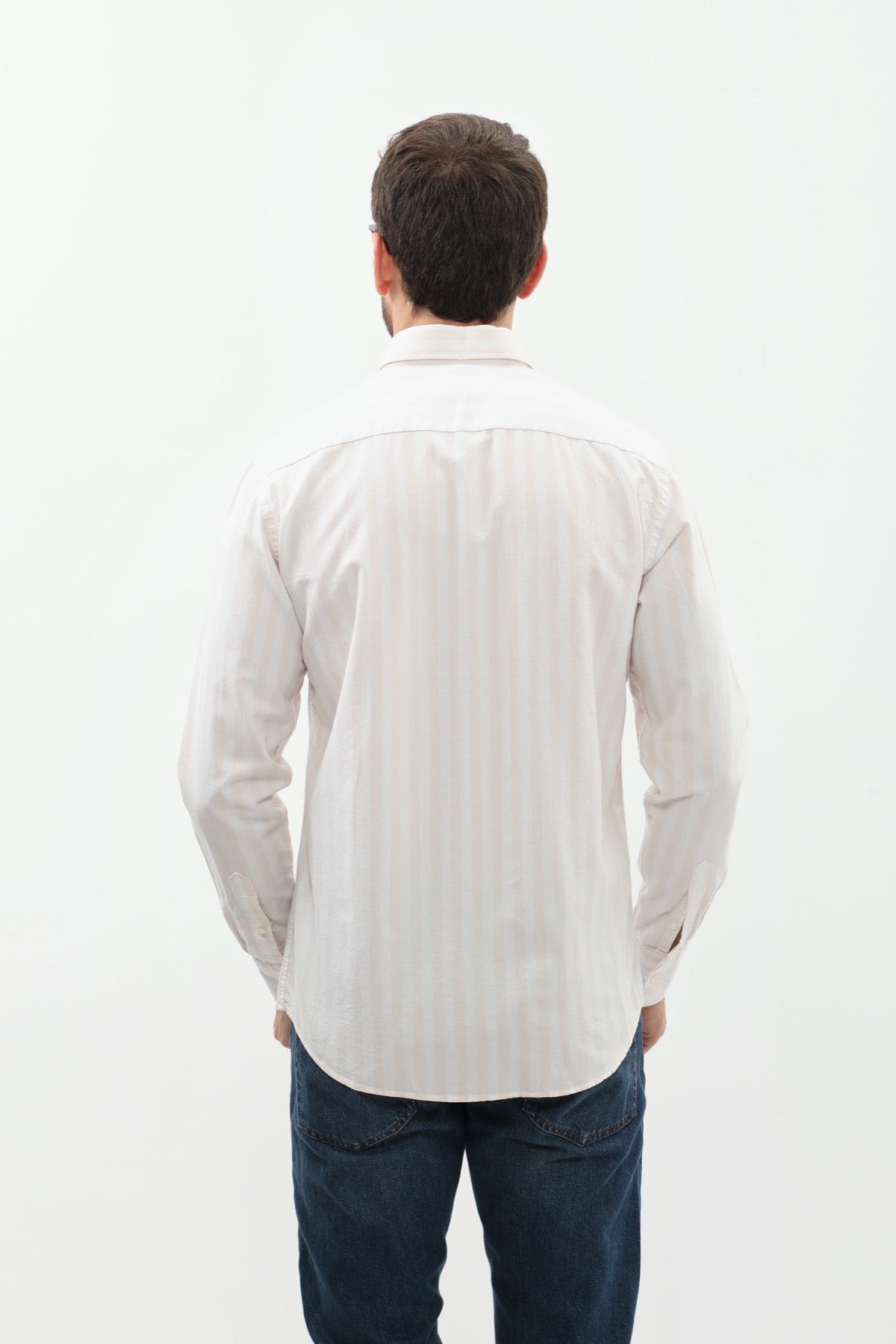 SHIRTSPRO Striped Oxford Regular Fit Shirt - Button-Down Collar - Beige