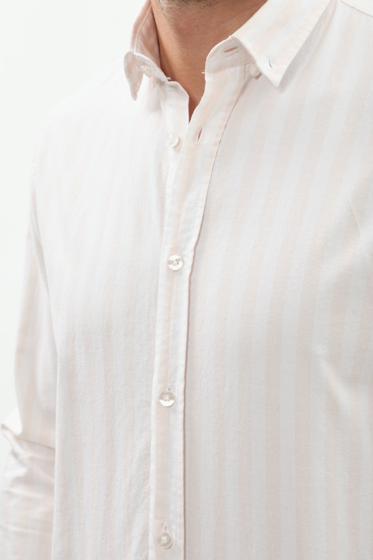 SHIRTSPRO Striped Oxford Regular Fit Shirt - Button-Down Collar - Beige
