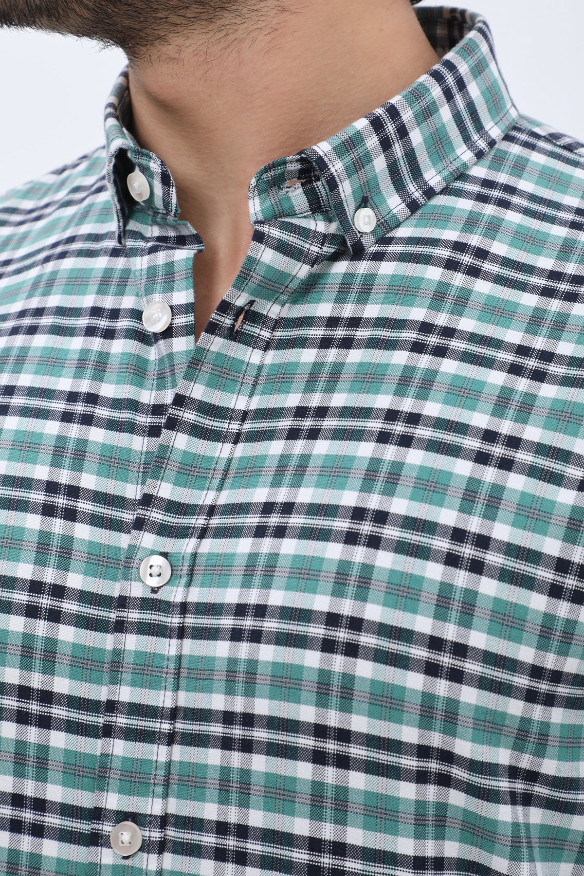 SHIRTSPRO Checked Oxford Regular Fit Shirt - Button-Down Collar - Beryl Green