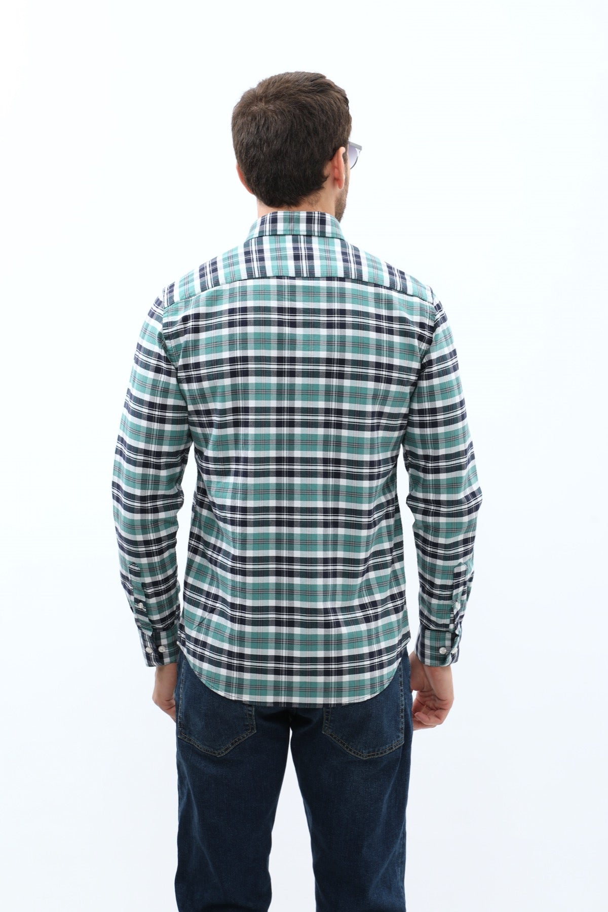 SHIRTSPRO Checked Oxford Regular Fit Shirt - Button-Down Collar - Beryl Green
