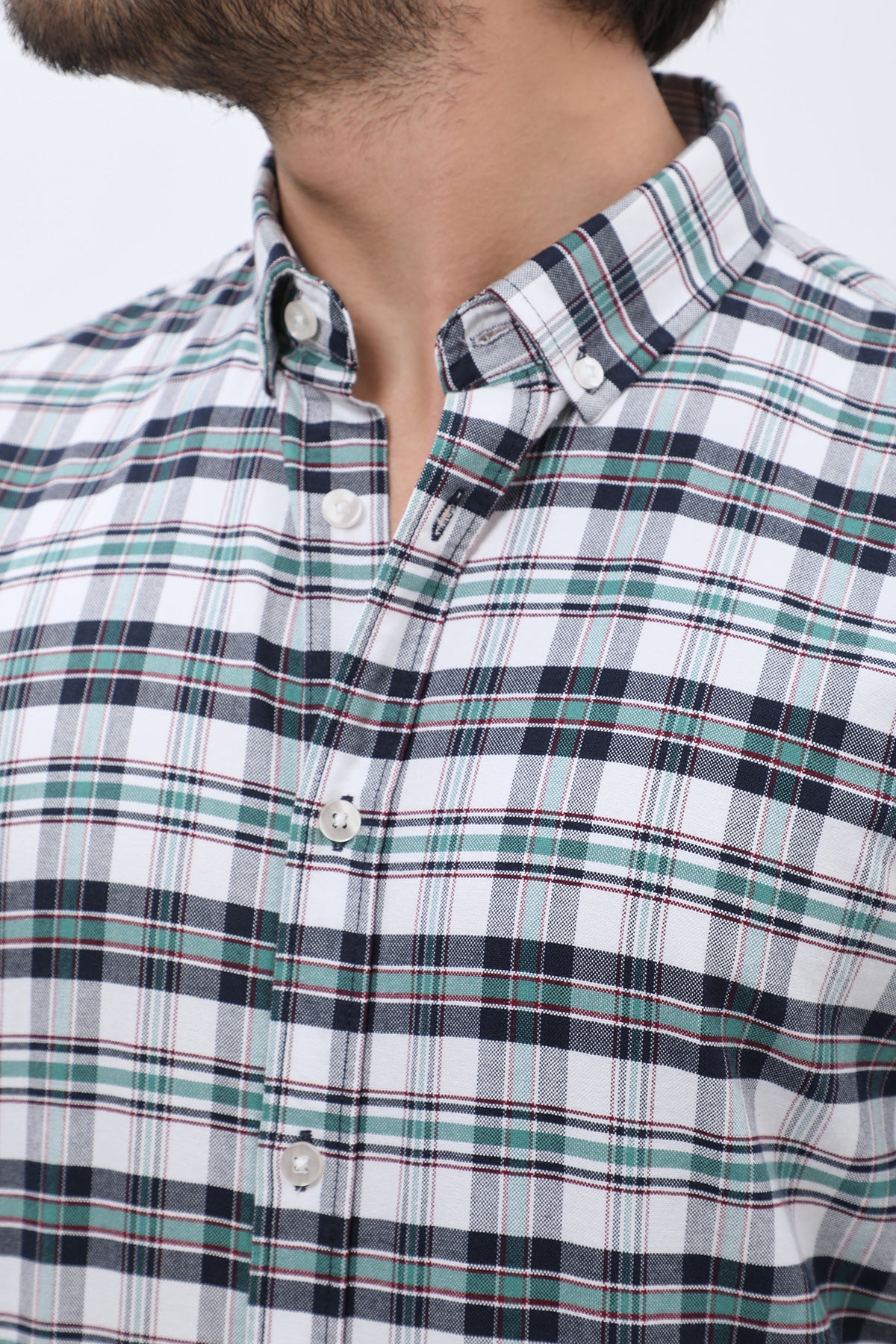 SHIRTSPRO Checked Oxford Regular Fit Shirt - Button-Down Collar - Beryl Green