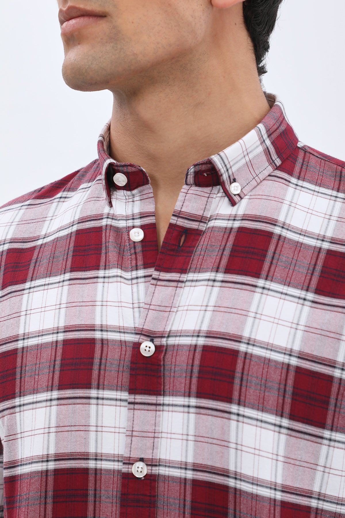 SHIRTSPRO Checked Oxford Regular Fit Shirt - Button-Down Collar - Red