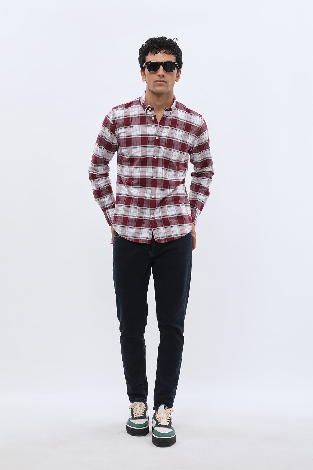 SHIRTSPRO Checked Oxford Regular Fit Shirt - Button-Down Collar - Red