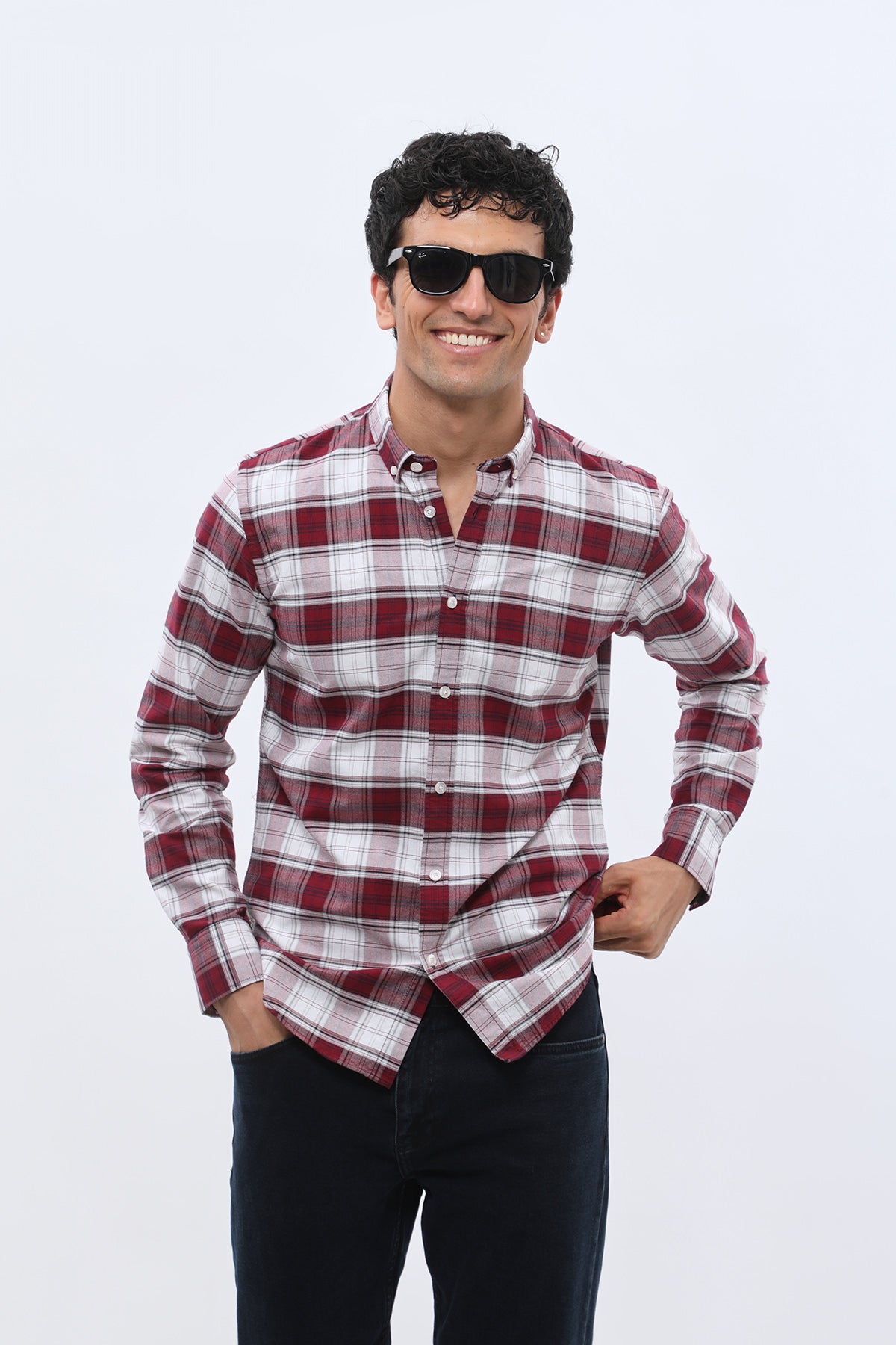 SHIRTSPRO Checked Oxford Regular Fit Shirt - Button-Down Collar - Red