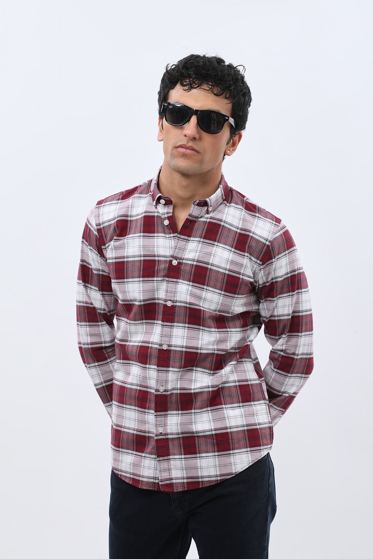 SHIRTSPRO Checked Oxford Regular Fit Shirt - Button-Down Collar - Red