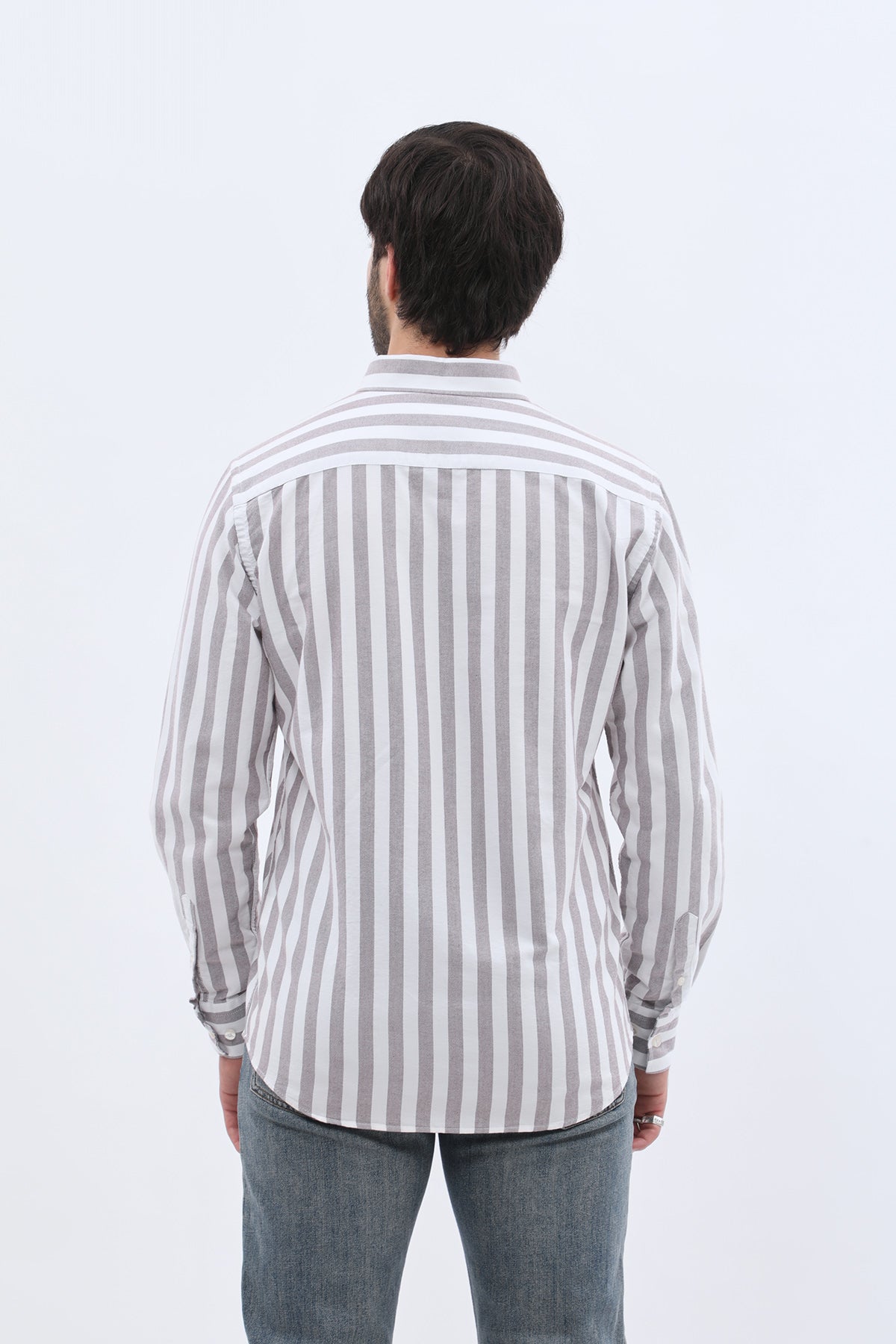 SHIRTSPRO Striped Oxford Regular Fit Shirt - Button-Down Collar - Fudge