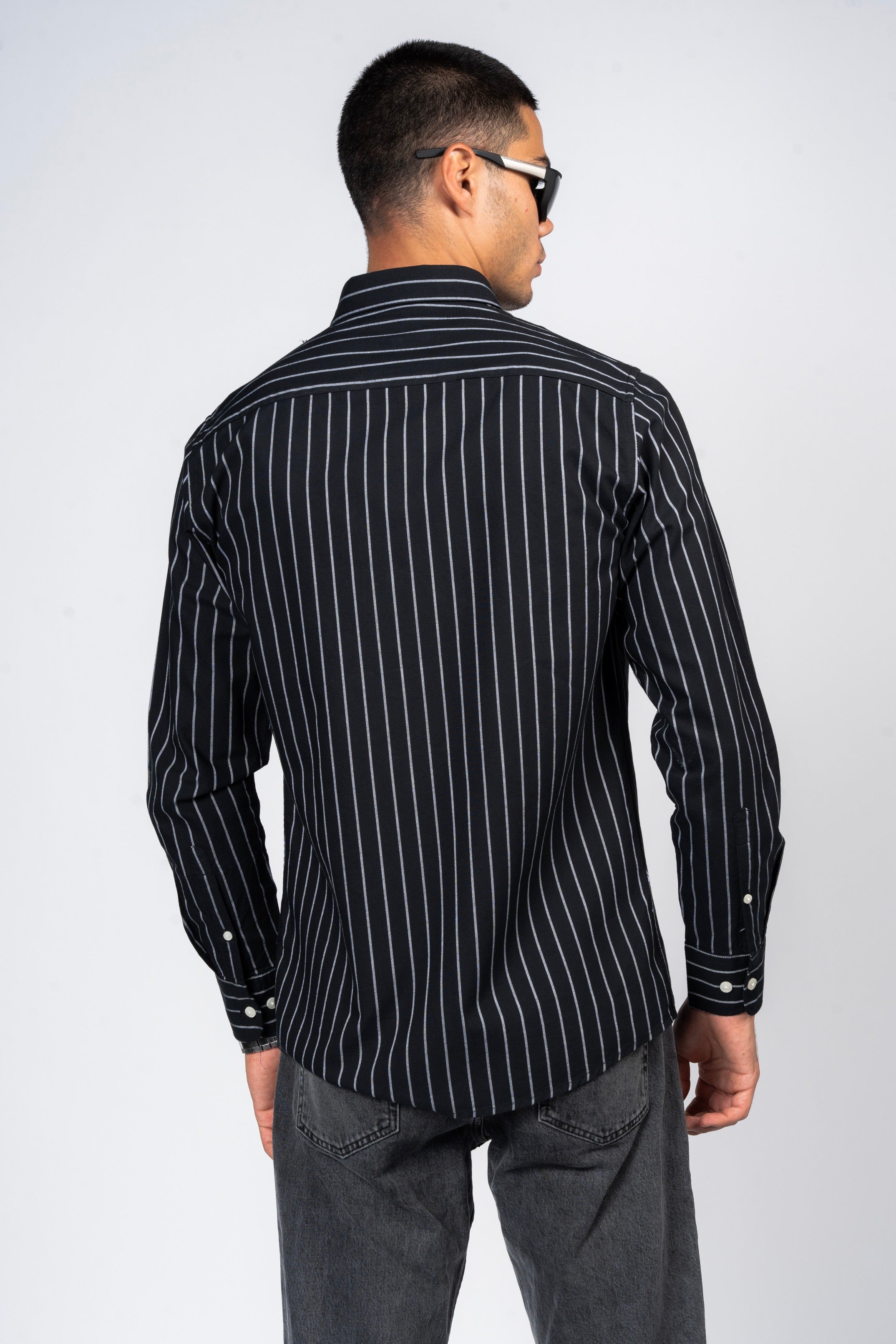 DNM UNITED Striped Smart Fit Shirt - Button-Down Collar - Black