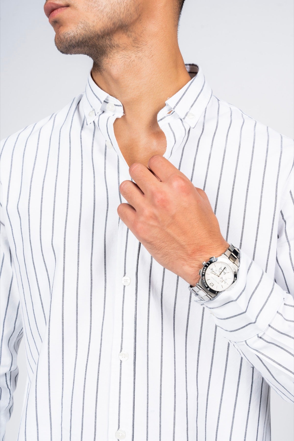 DNM UNITED Striped Smart Fit Shirt - Button-Down Collar - White