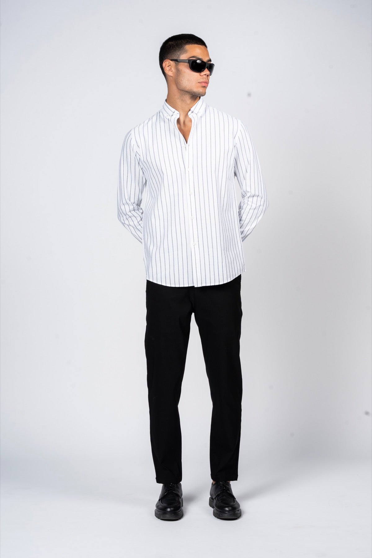 DNM UNITED Striped Smart Fit Shirt - Button-Down Collar - White