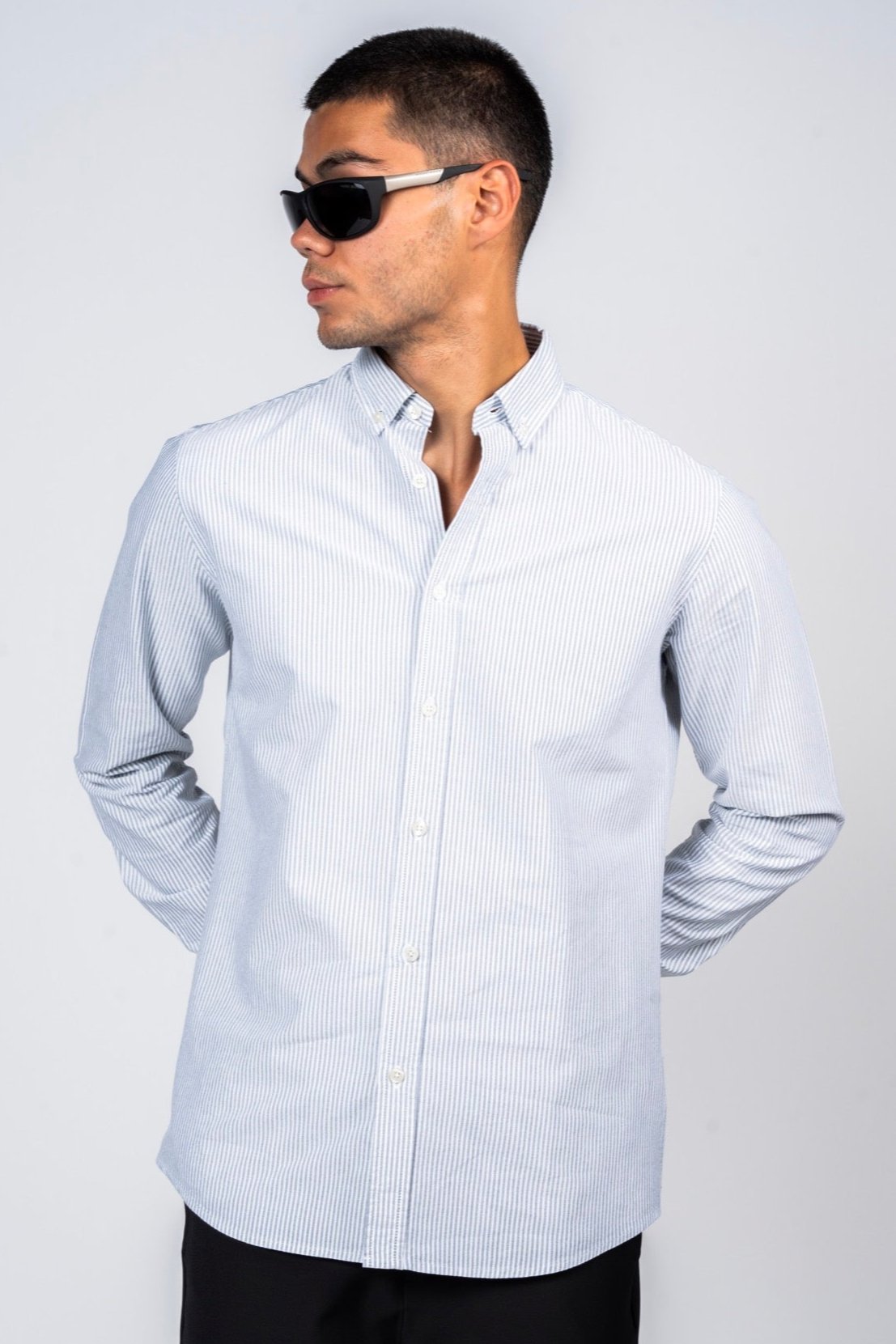 DNM UNITED Striped Smart Fit Shirt - Button-Down Collar - Black