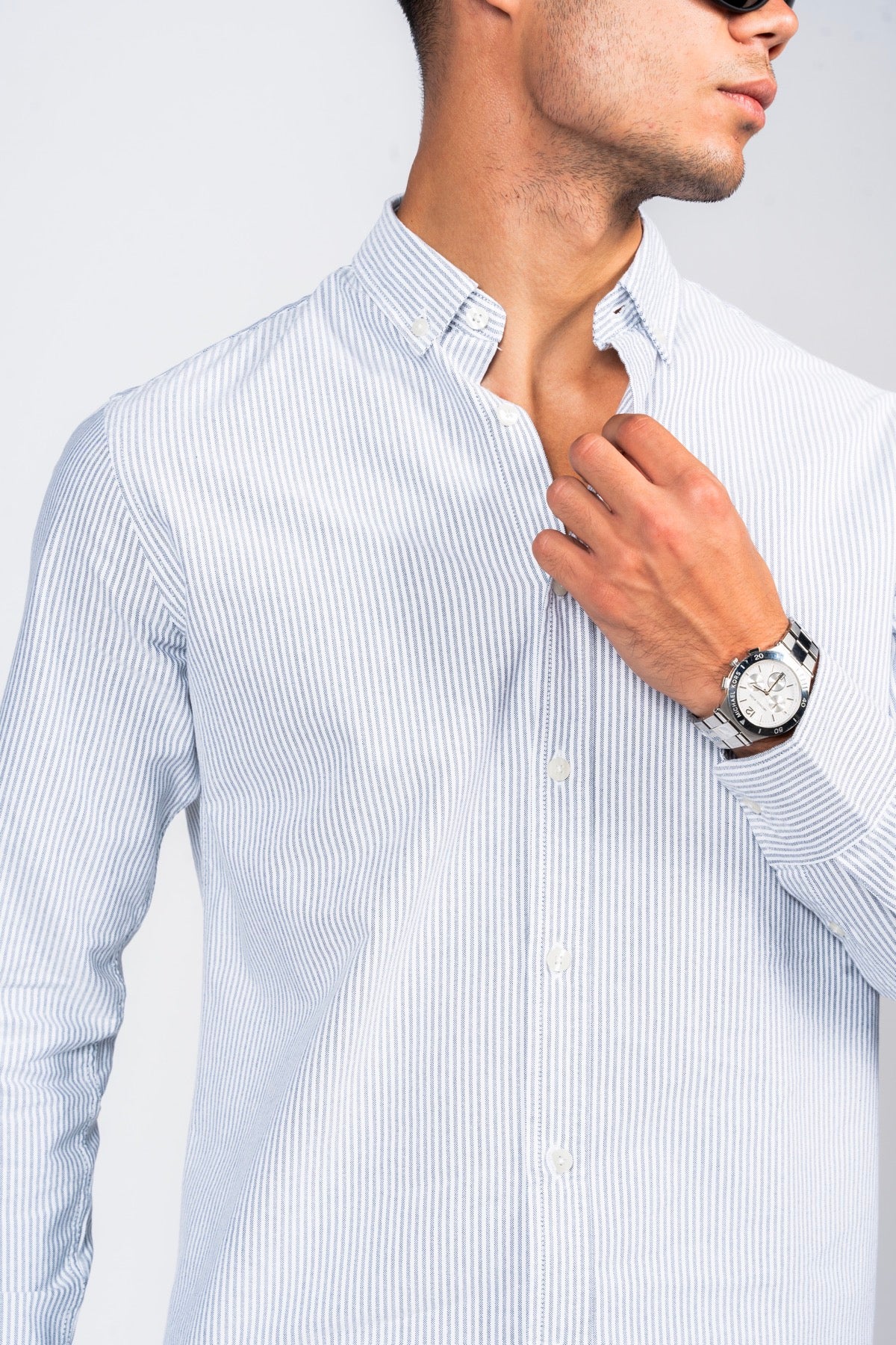 DNM UNITED Striped Smart Fit Shirt - Button-Down Collar - Black