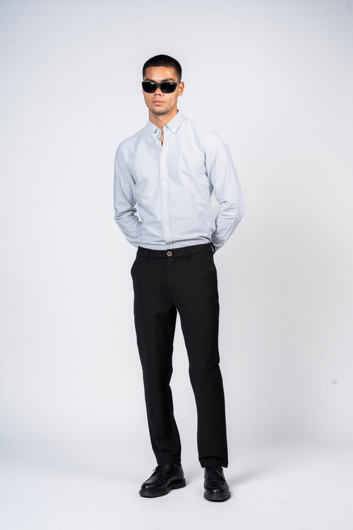 DNM UNITED Striped Smart Fit Shirt - Button-Down Collar - Black