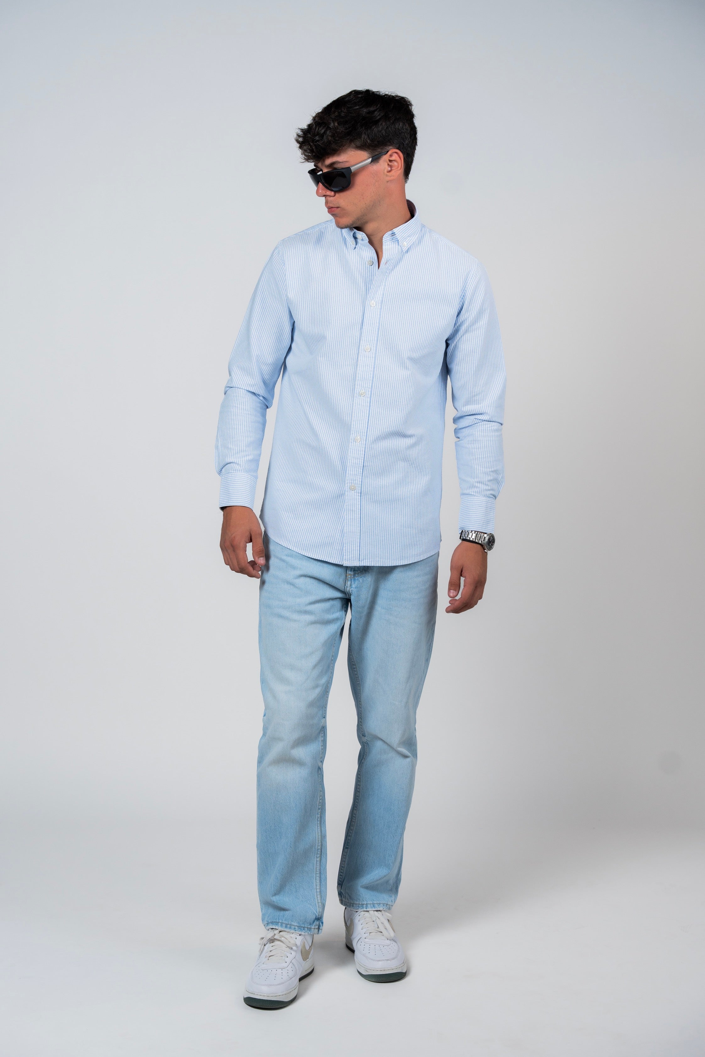 DNM UNITED Striped Smart Fit Shirt - Button-Down Collar - Blue