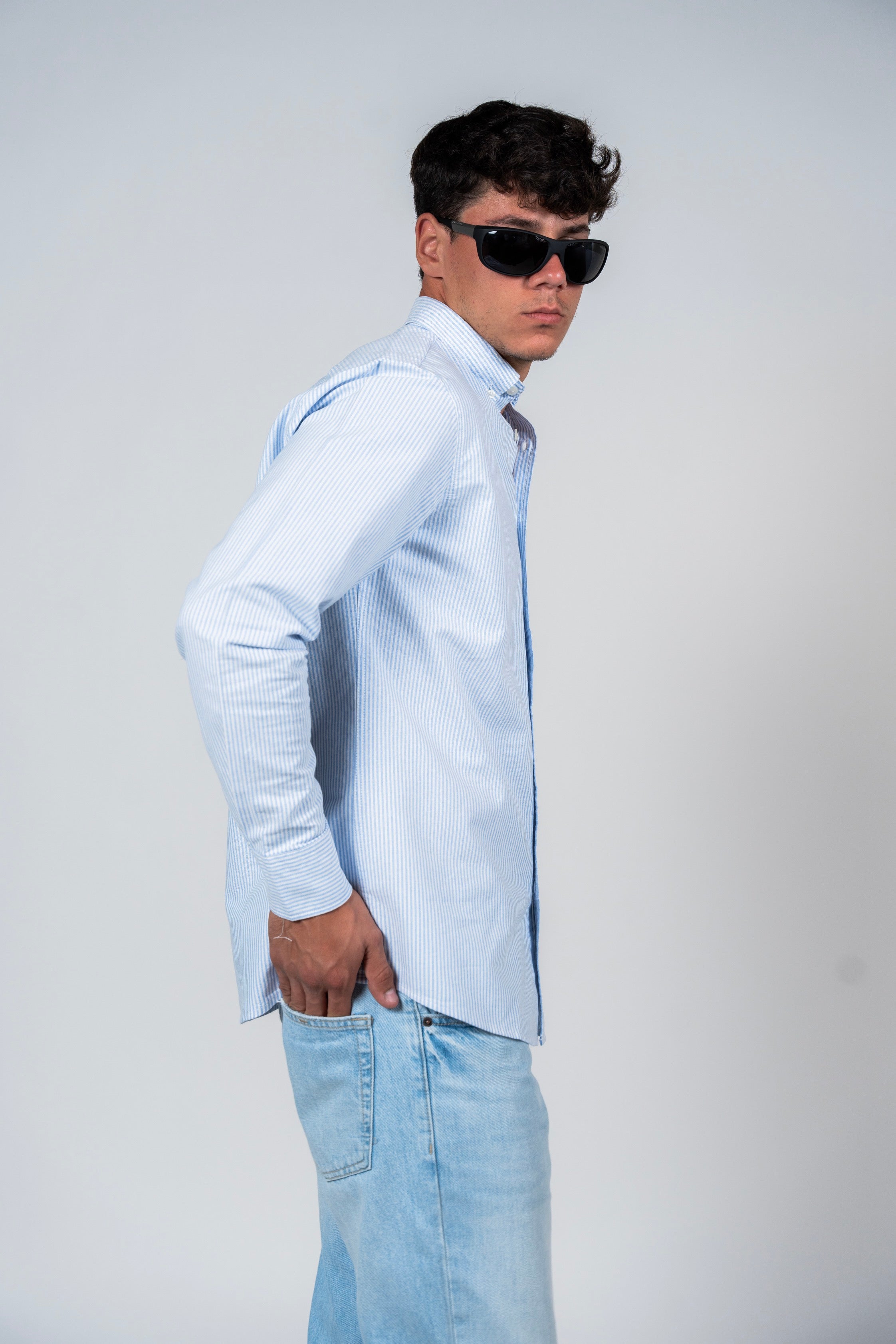 DNM UNITED Striped Smart Fit Shirt - Button-Down Collar - Blue