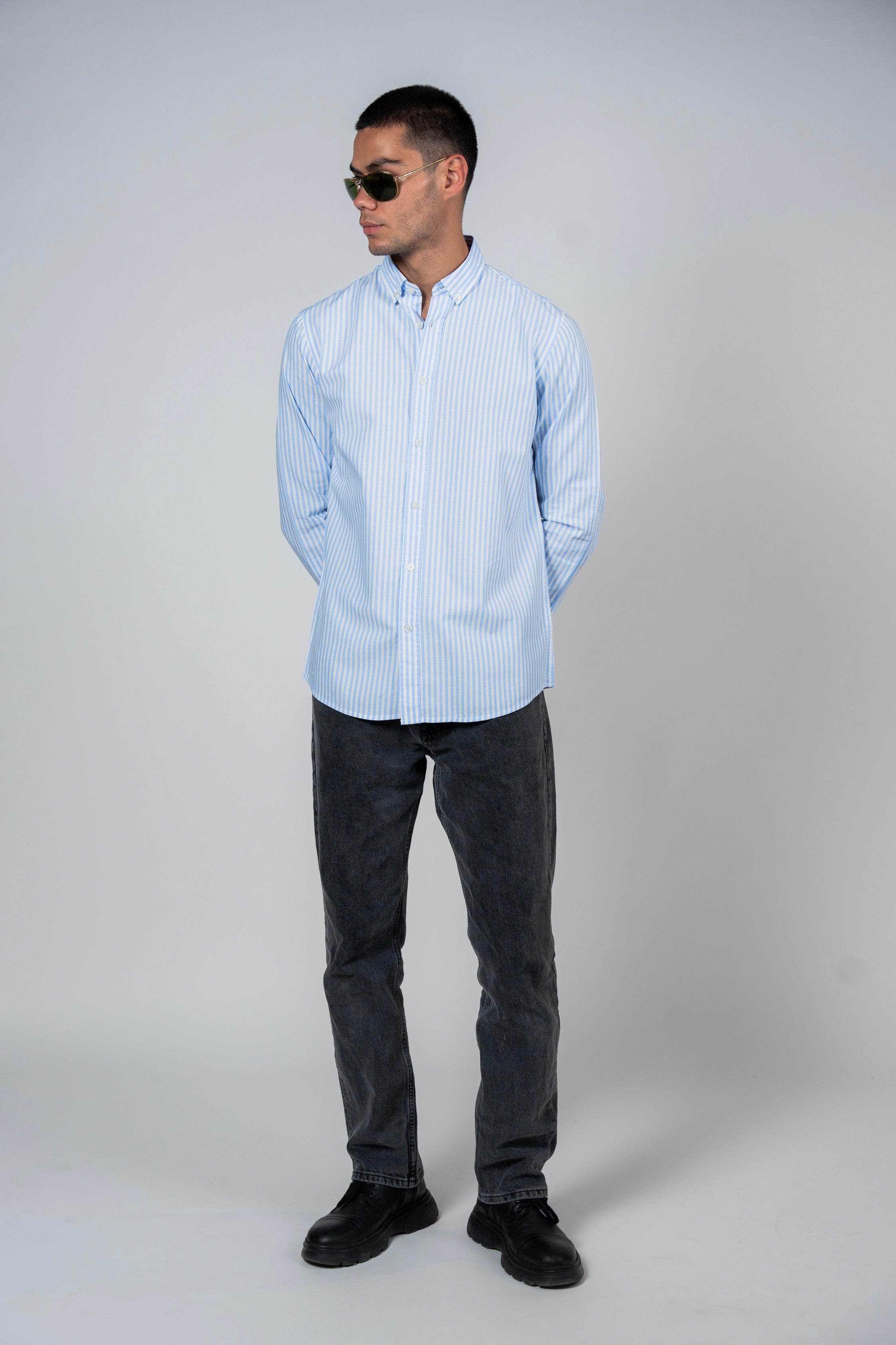 DNM UNITED Striped Smart Fit Shirt - Button-Down Collar - Blue
