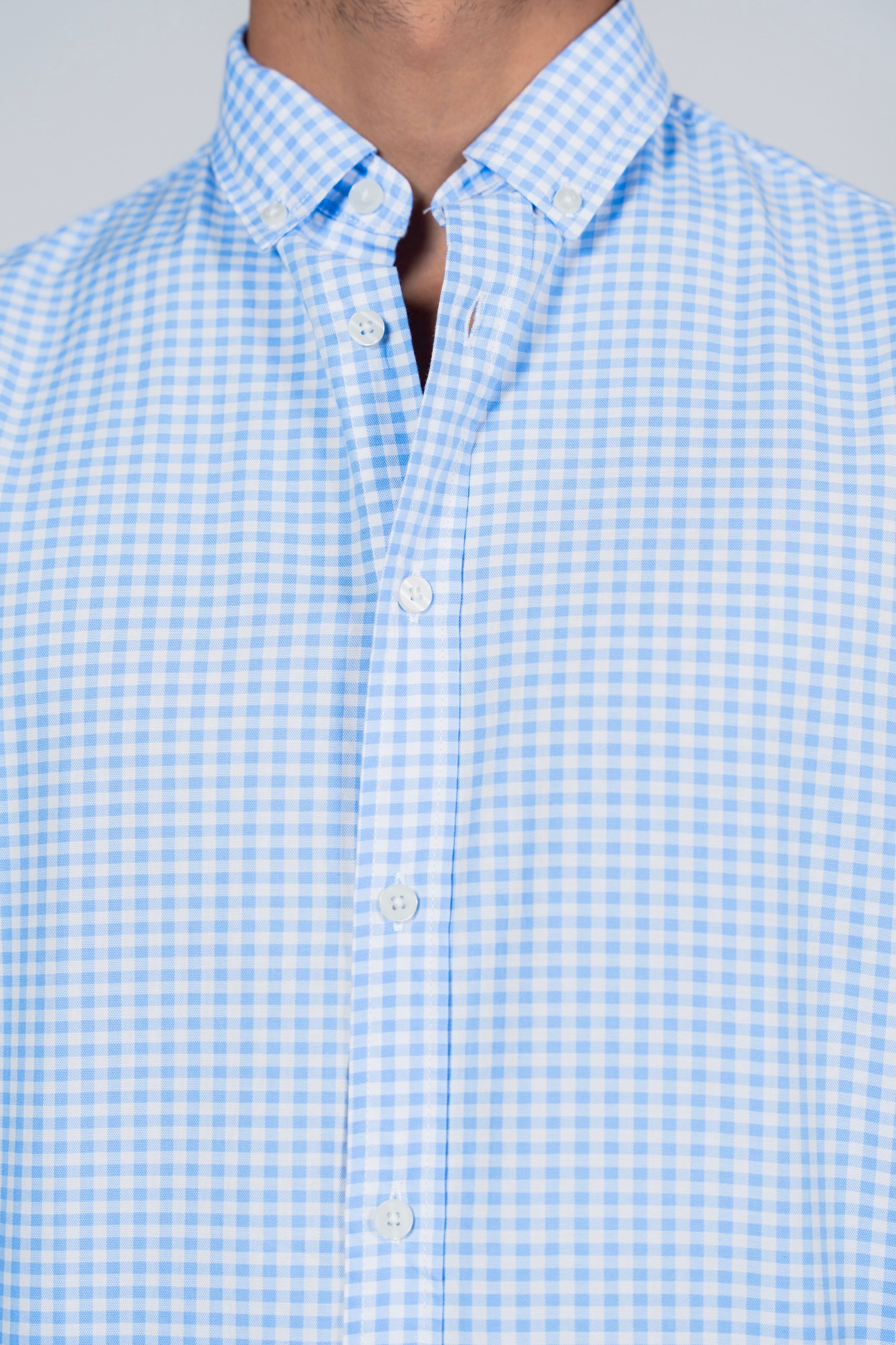DNM UNITED Checked Smart Fit Shirt - Button-Down Collar - Blue