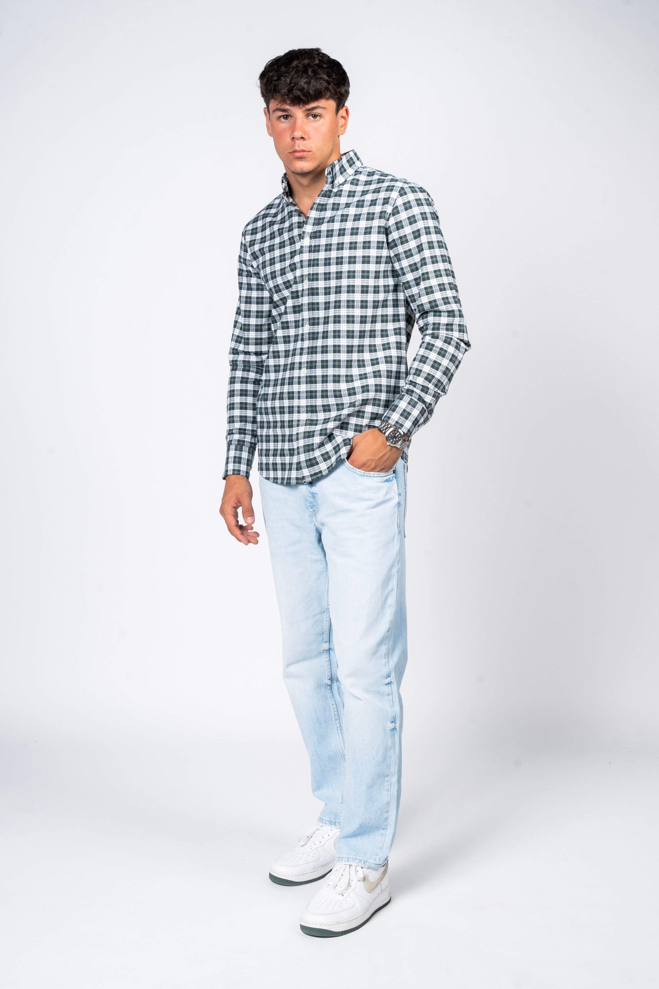 SHIRTSPRO Checked Smart Fit Shirt - Button-Down Collar - Pine Grove