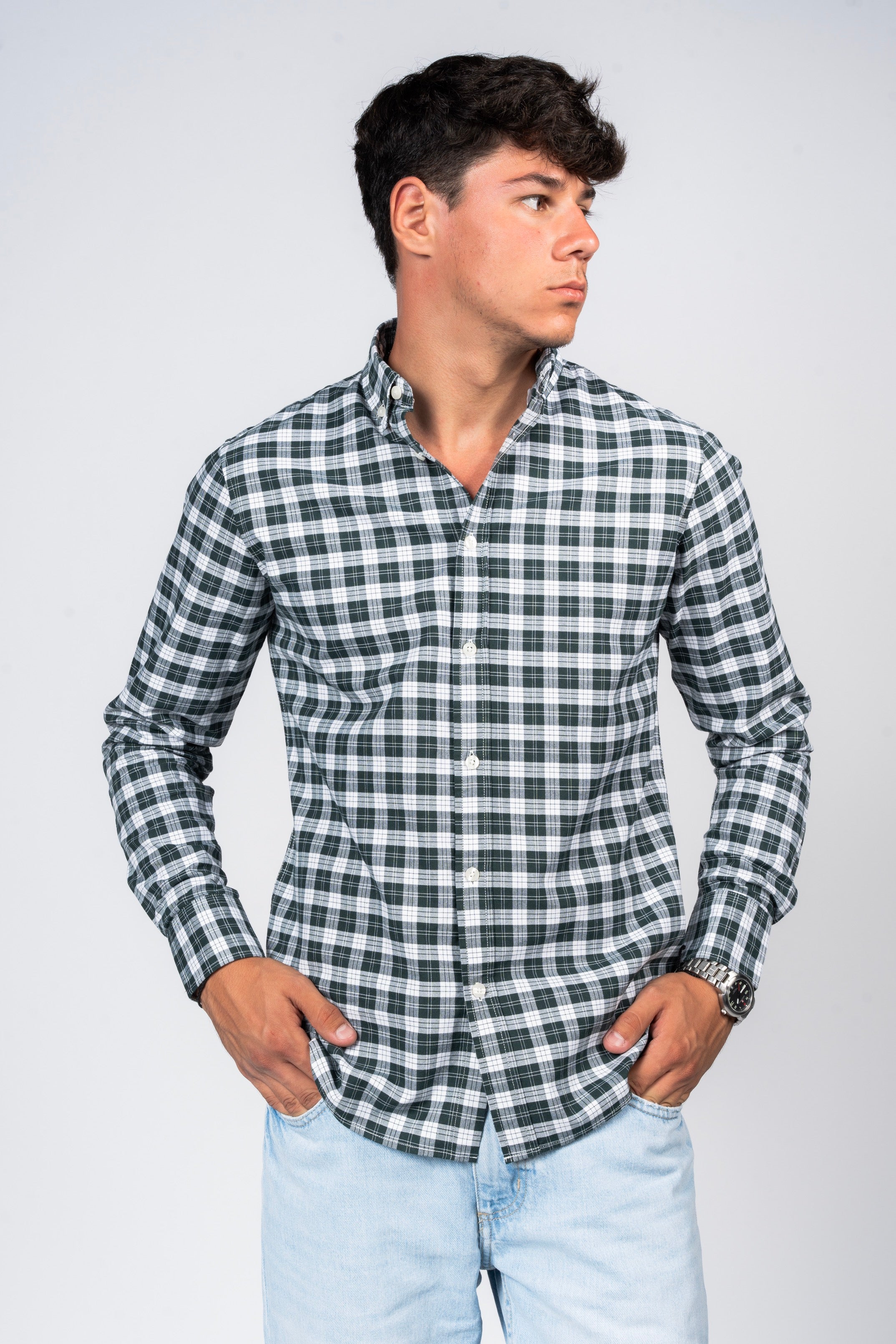 SHIRTSPRO Checked Smart Fit Shirt - Button-Down Collar - Pine Grove