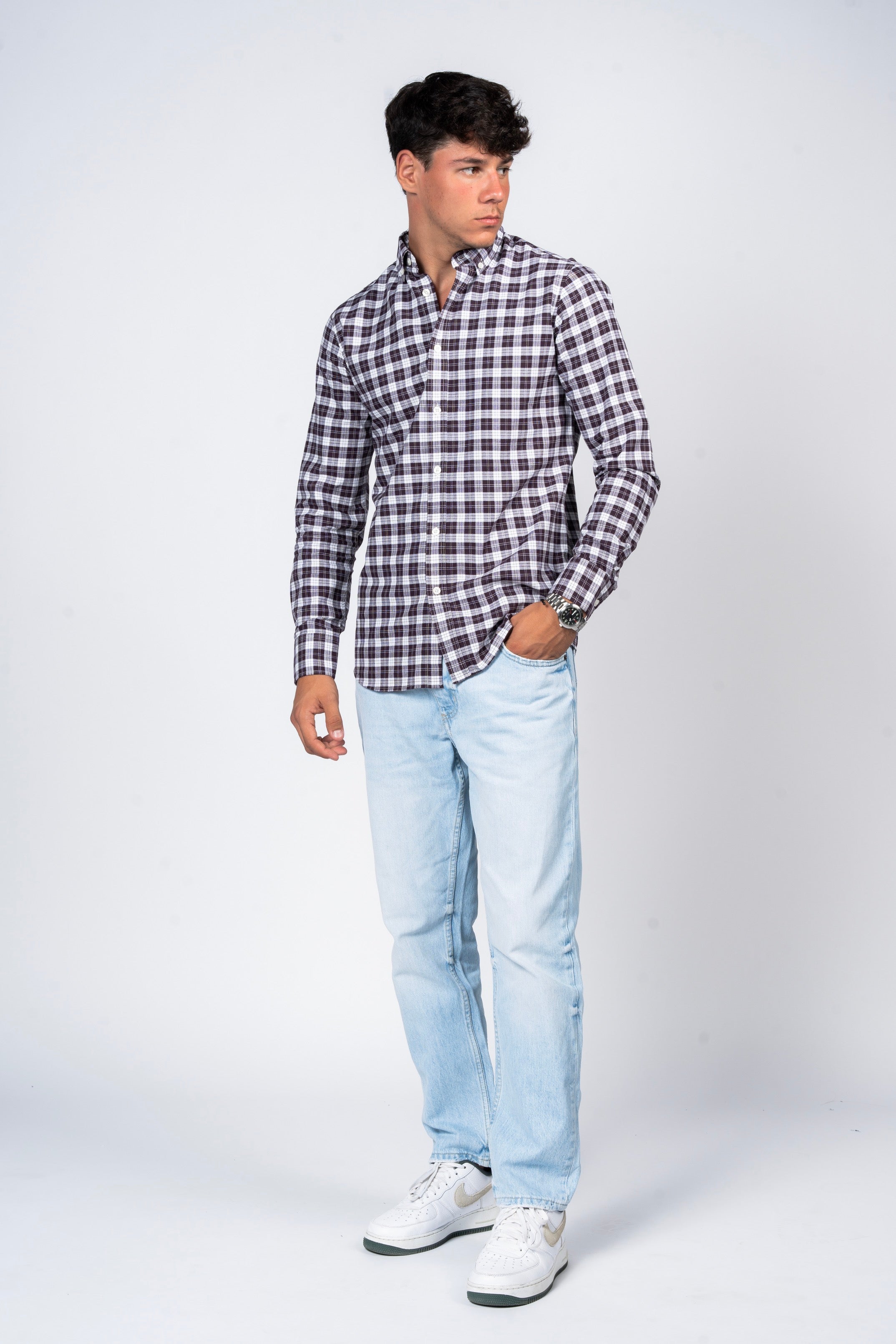 SHIRTSPRO Checked Smart Fit Shirt - Button-Down Collar - Pulm Perfect