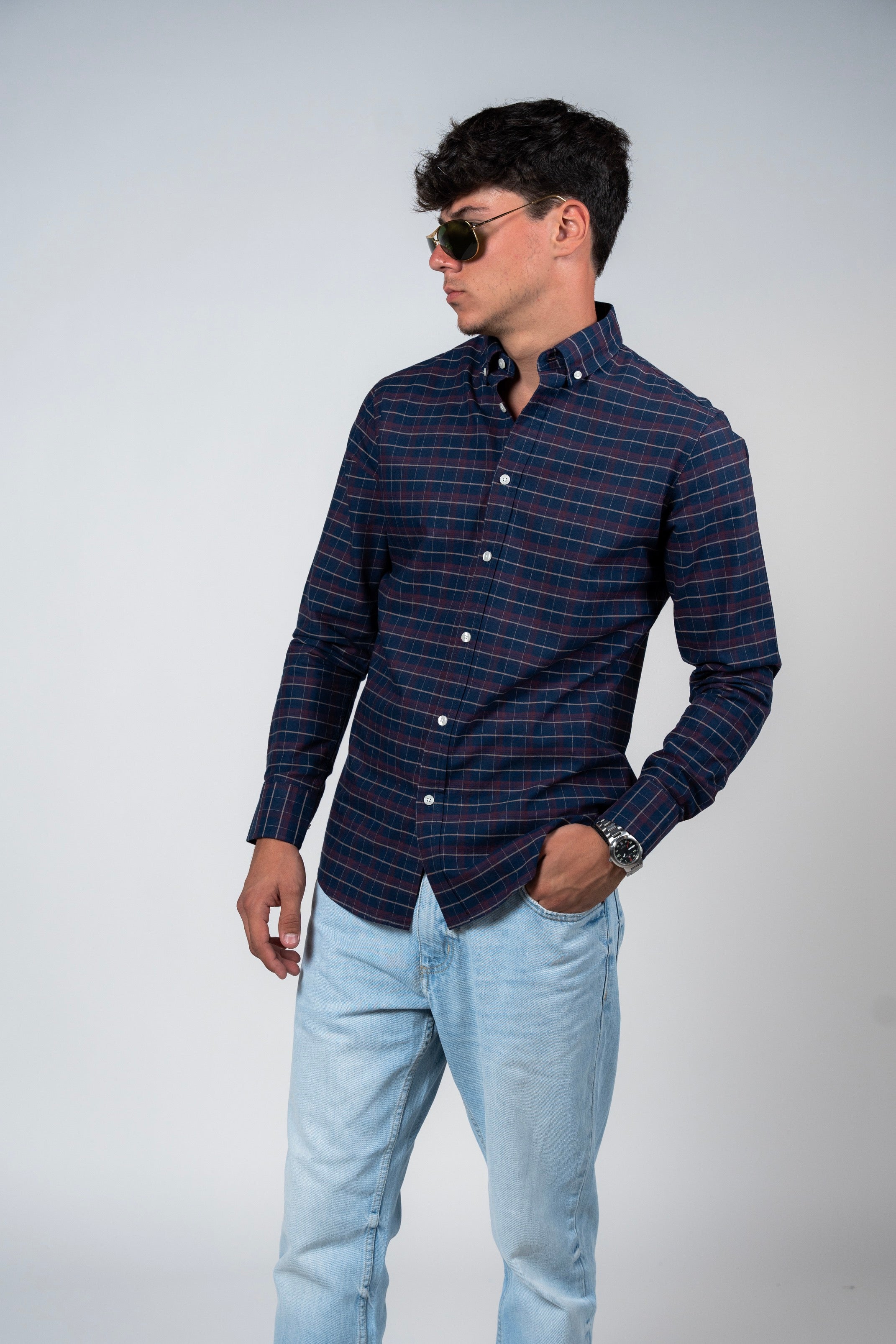 SHIRTSPRO Checked Smart Fit Shirt - Button-Down Collar - Black Iris