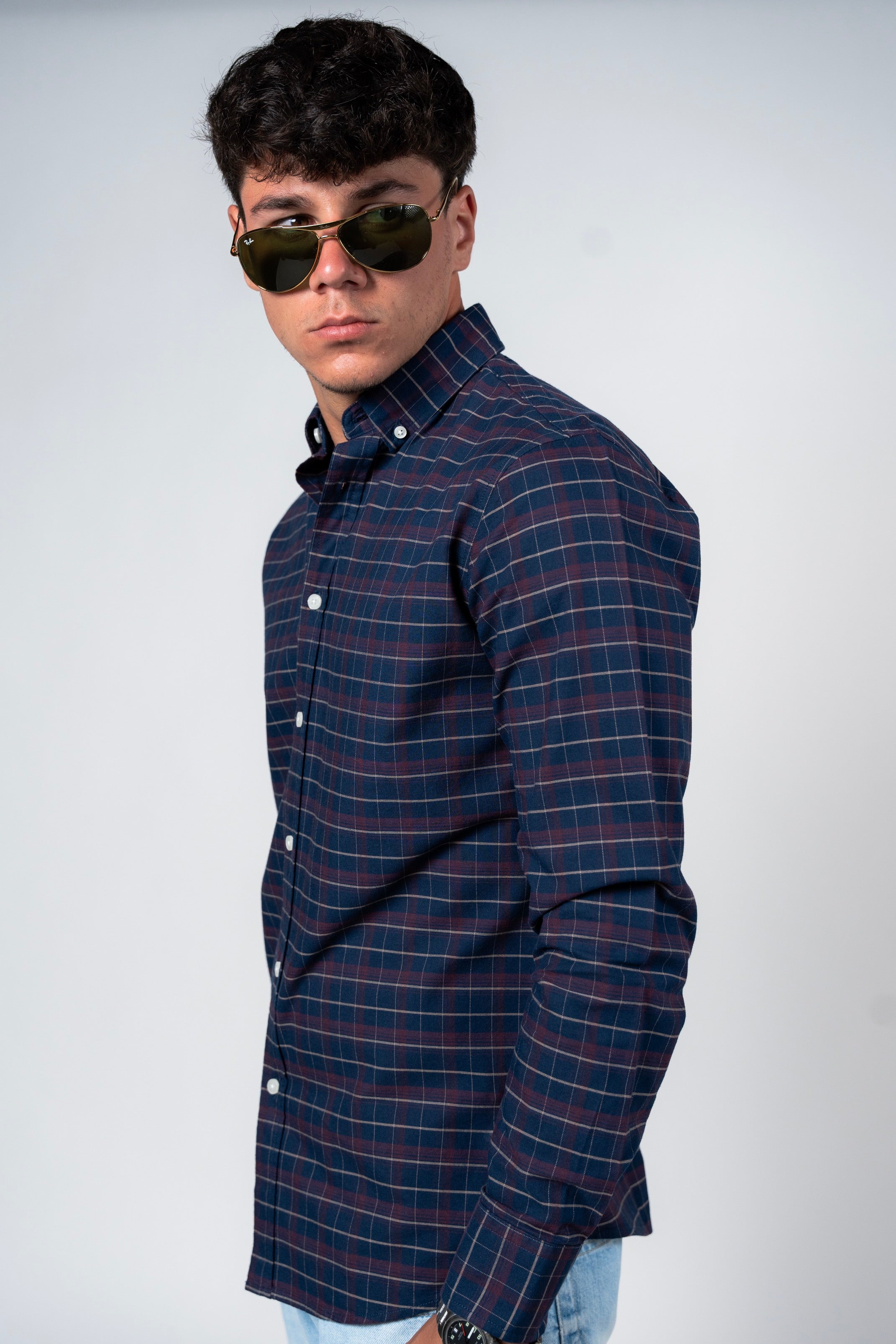 SHIRTSPRO Checked Smart Fit Shirt - Button-Down Collar - Black Iris