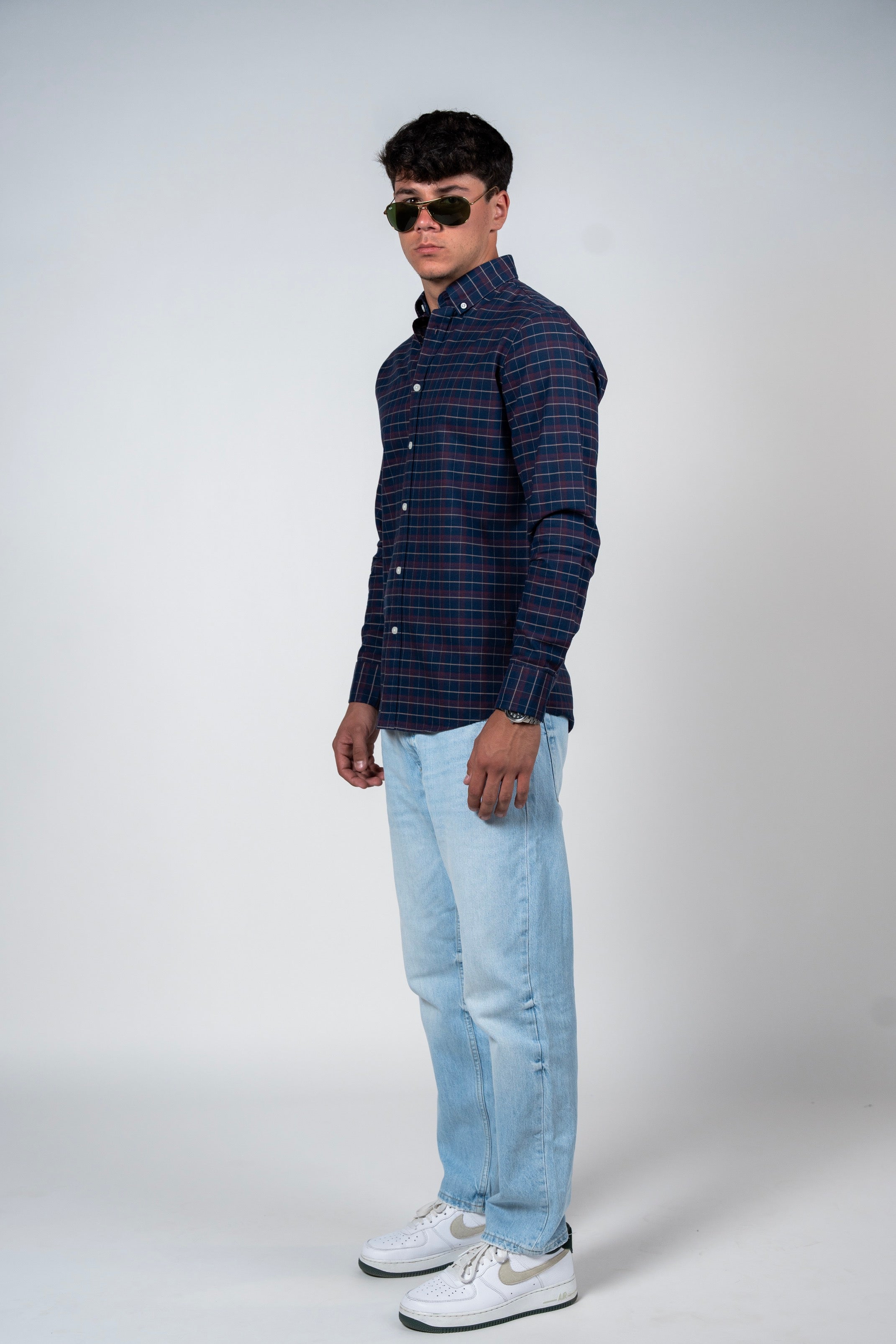SHIRTSPRO Checked Smart Fit Shirt - Button-Down Collar - Black Iris