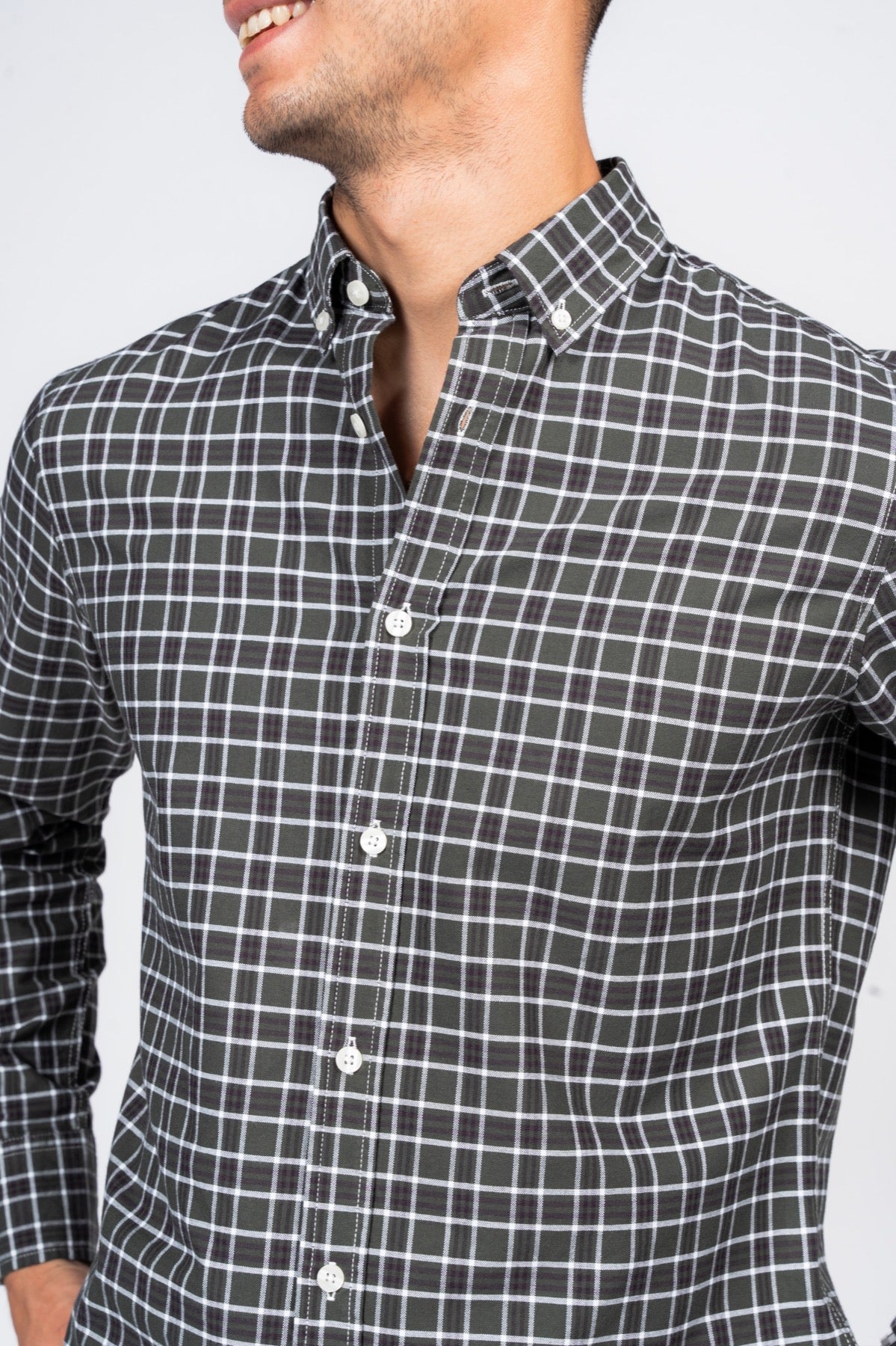 SHIRTSPRO Checked Smart Fit Shirt - Button-Down Collar - Green