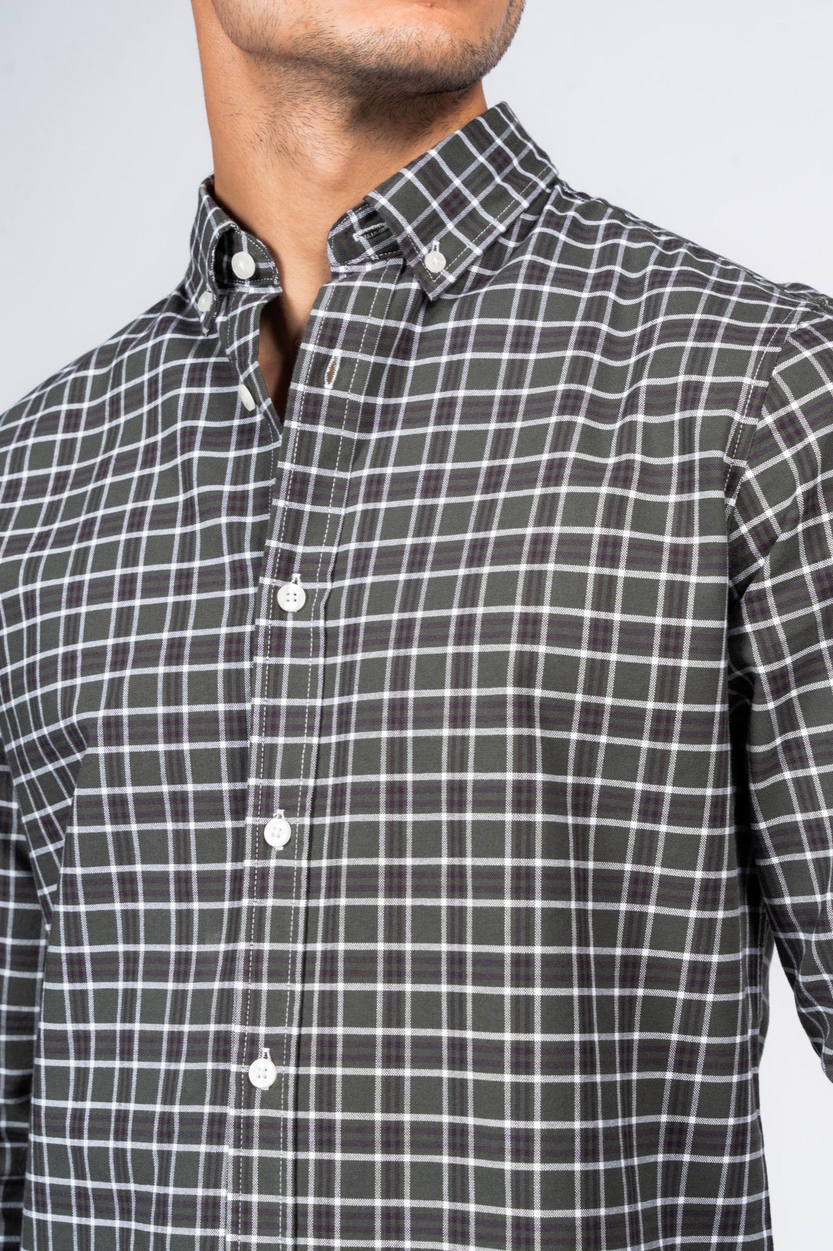 SHIRTSPRO Checked Smart Fit Shirt - Button-Down Collar - Green