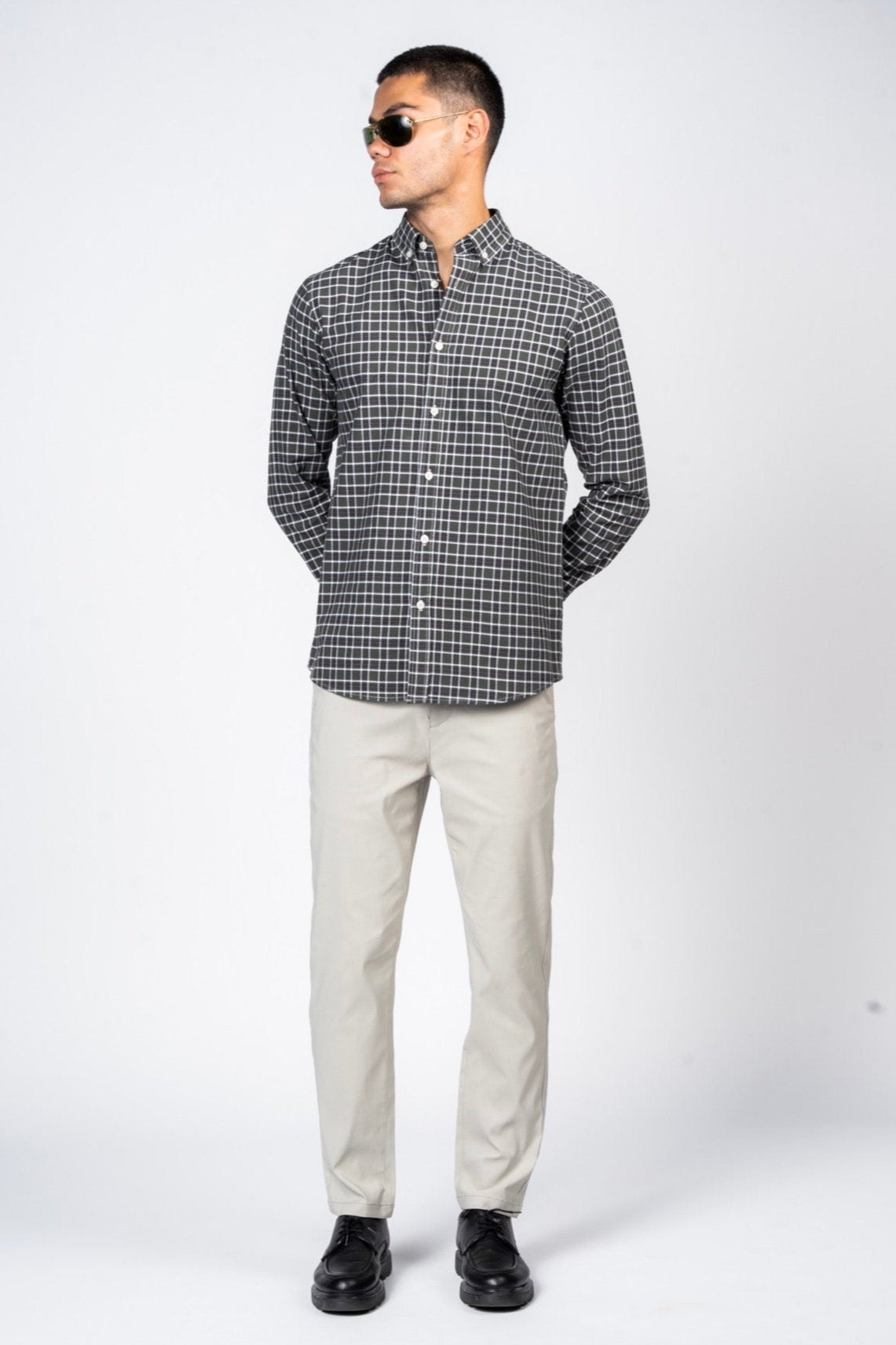 SHIRTSPRO Checked Smart Fit Shirt - Button-Down Collar - Green