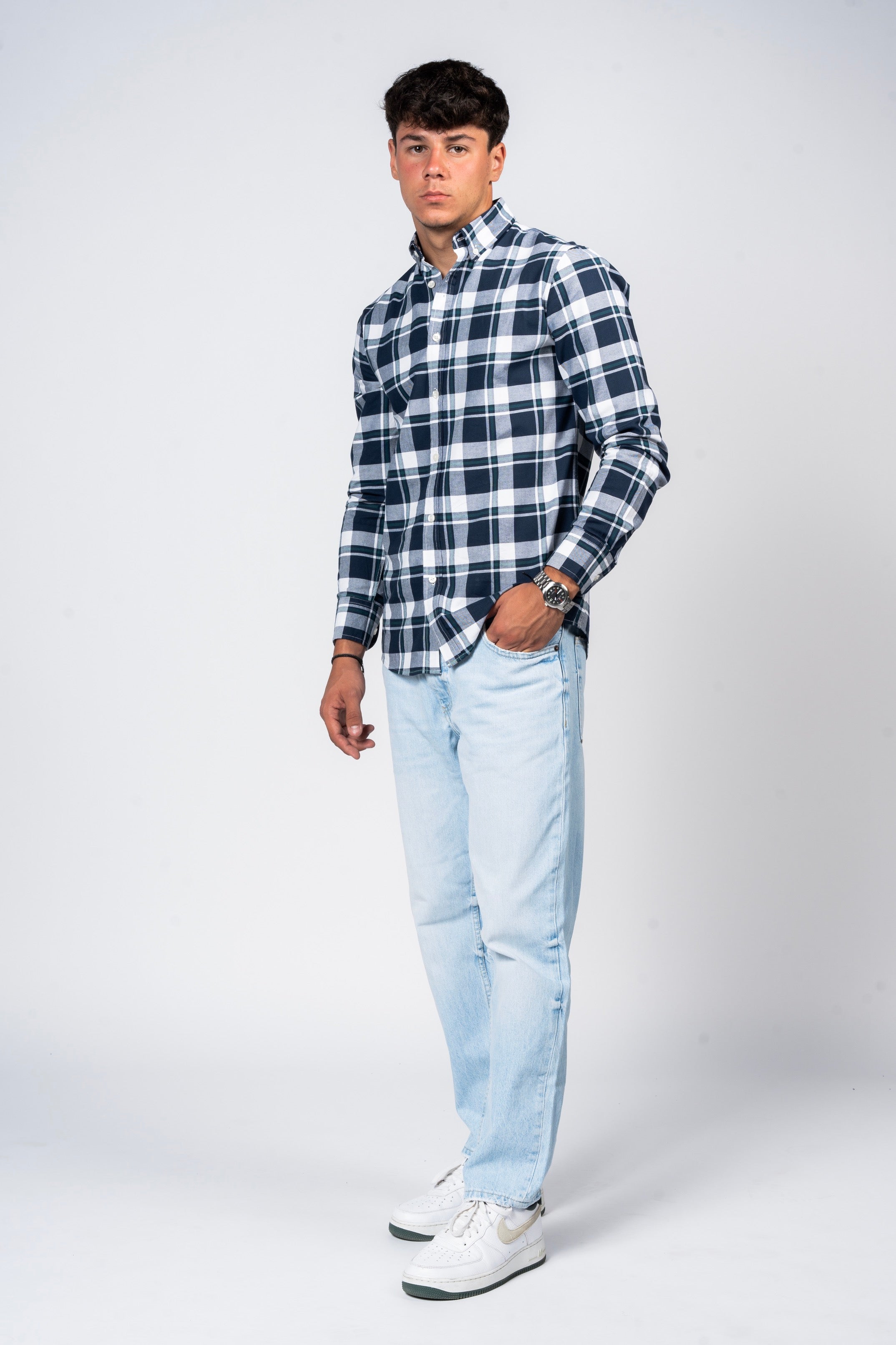 SHIRTSPRO Checked Smart Fit Shirt - Button-Down Collar - Deep Teal