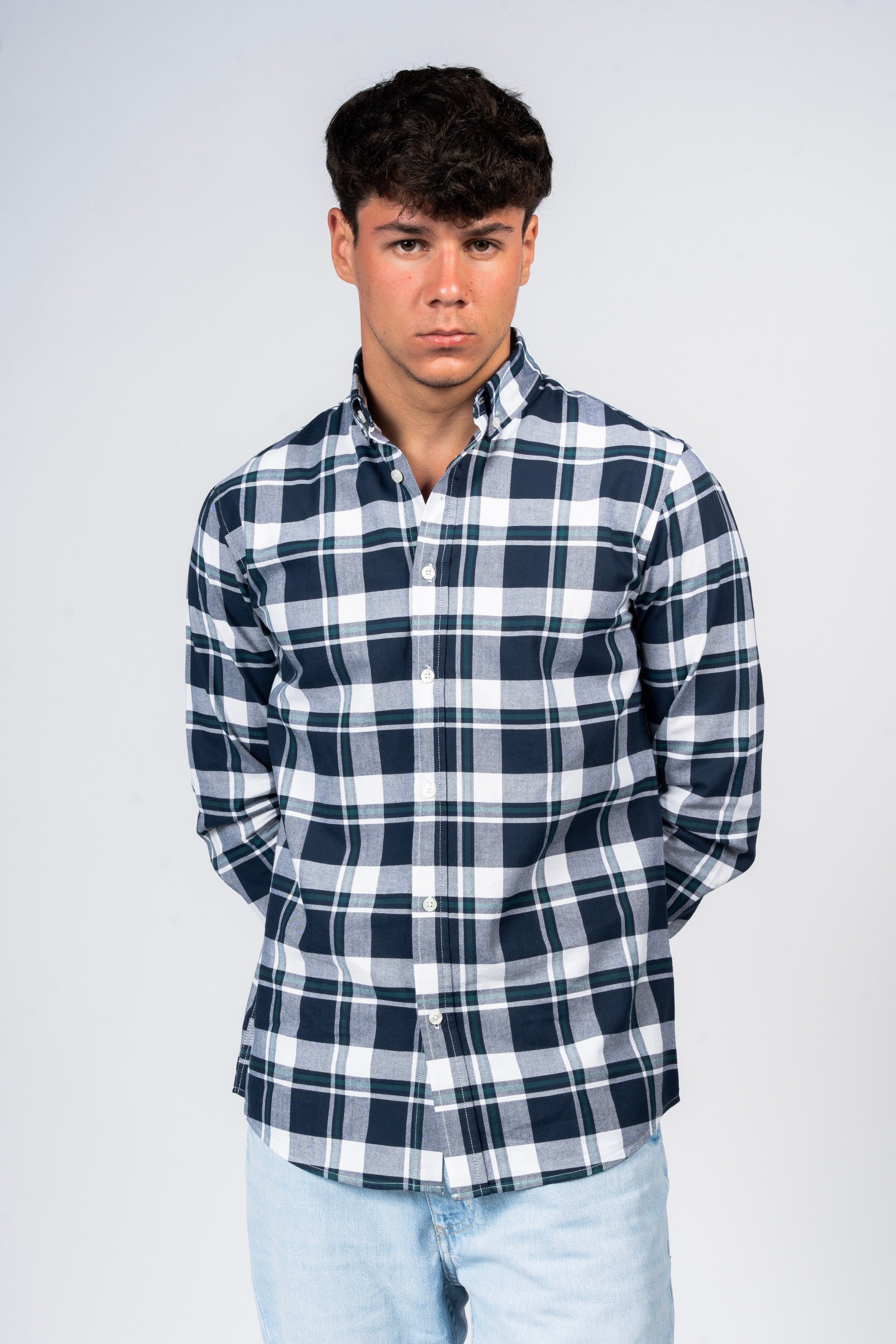 SHIRTSPRO Checked Smart Fit Shirt - Button-Down Collar - Deep Teal