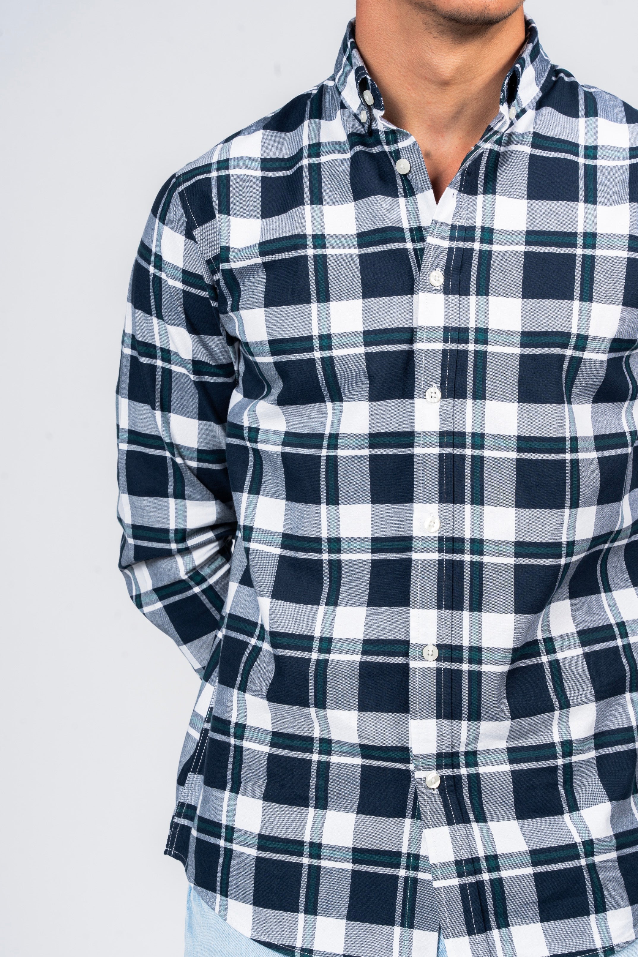 SHIRTSPRO Checked Smart Fit Shirt - Button-Down Collar - Deep Teal