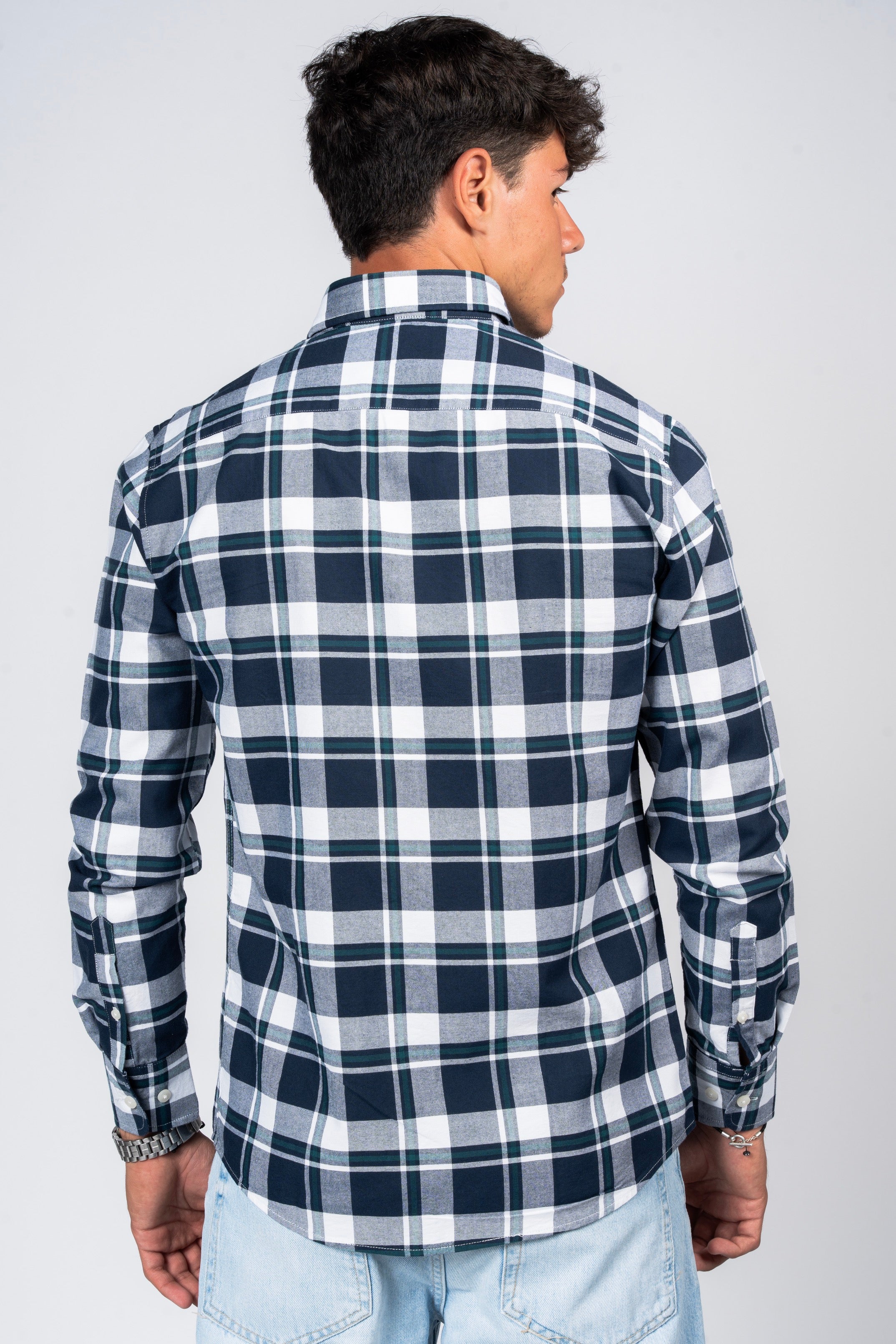 SHIRTSPRO Checked Smart Fit Shirt - Button-Down Collar - Deep Teal