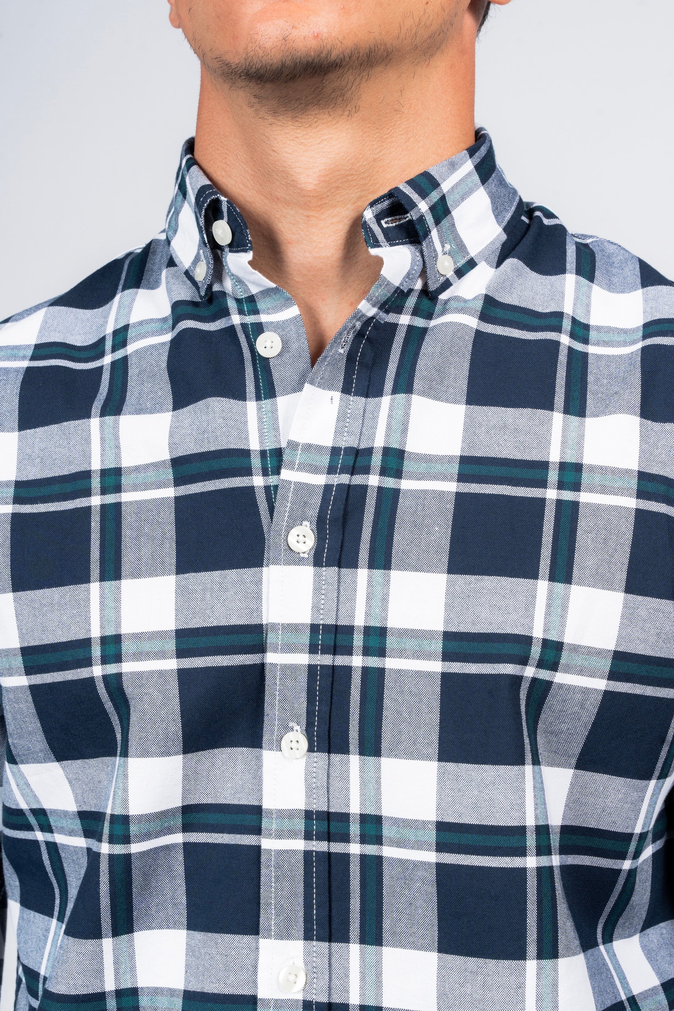 SHIRTSPRO Checked Smart Fit Shirt - Button-Down Collar - Deep Teal