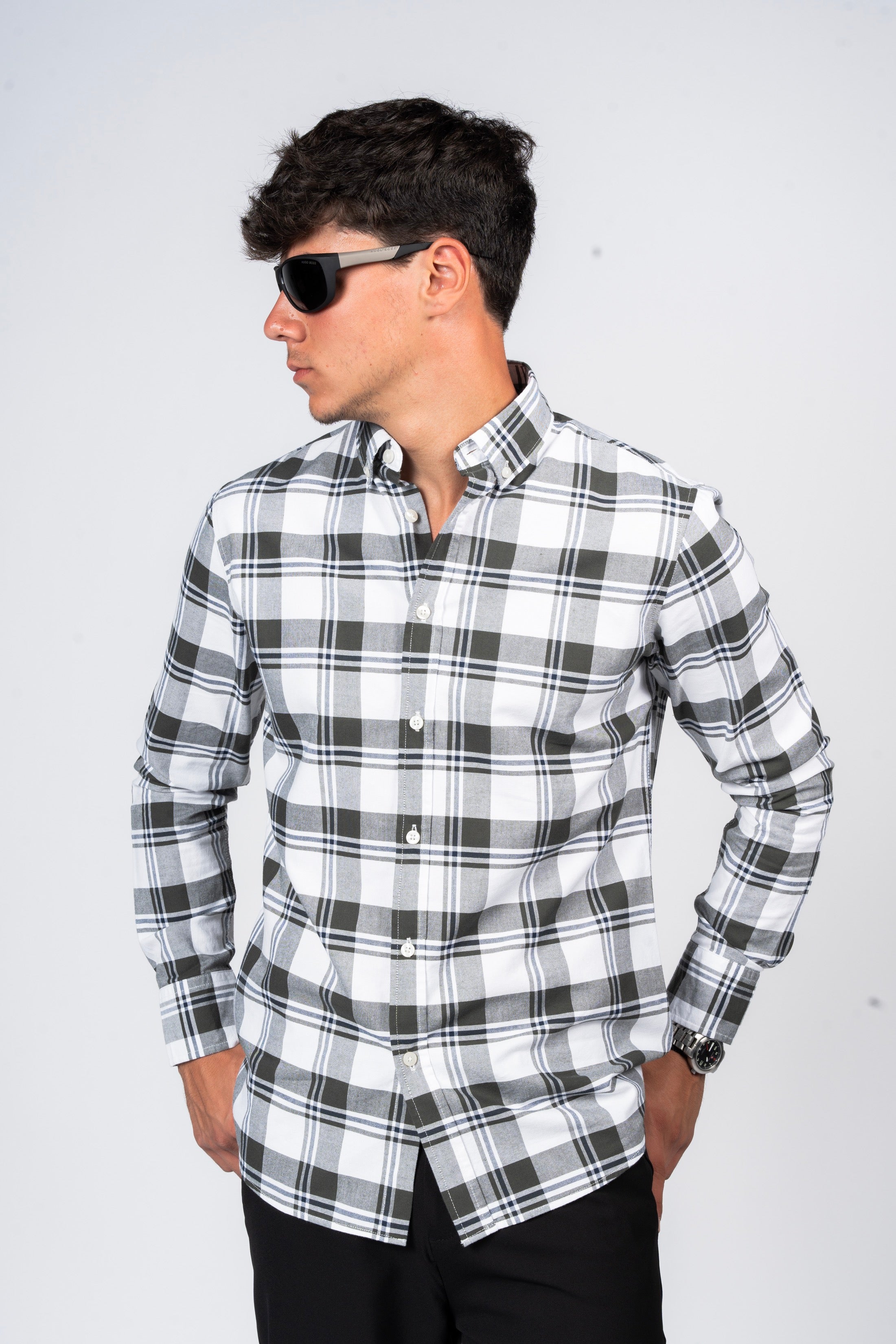 SHIRTSPRO Checked Smart Fit Shirt - Button-Down Collar - Green