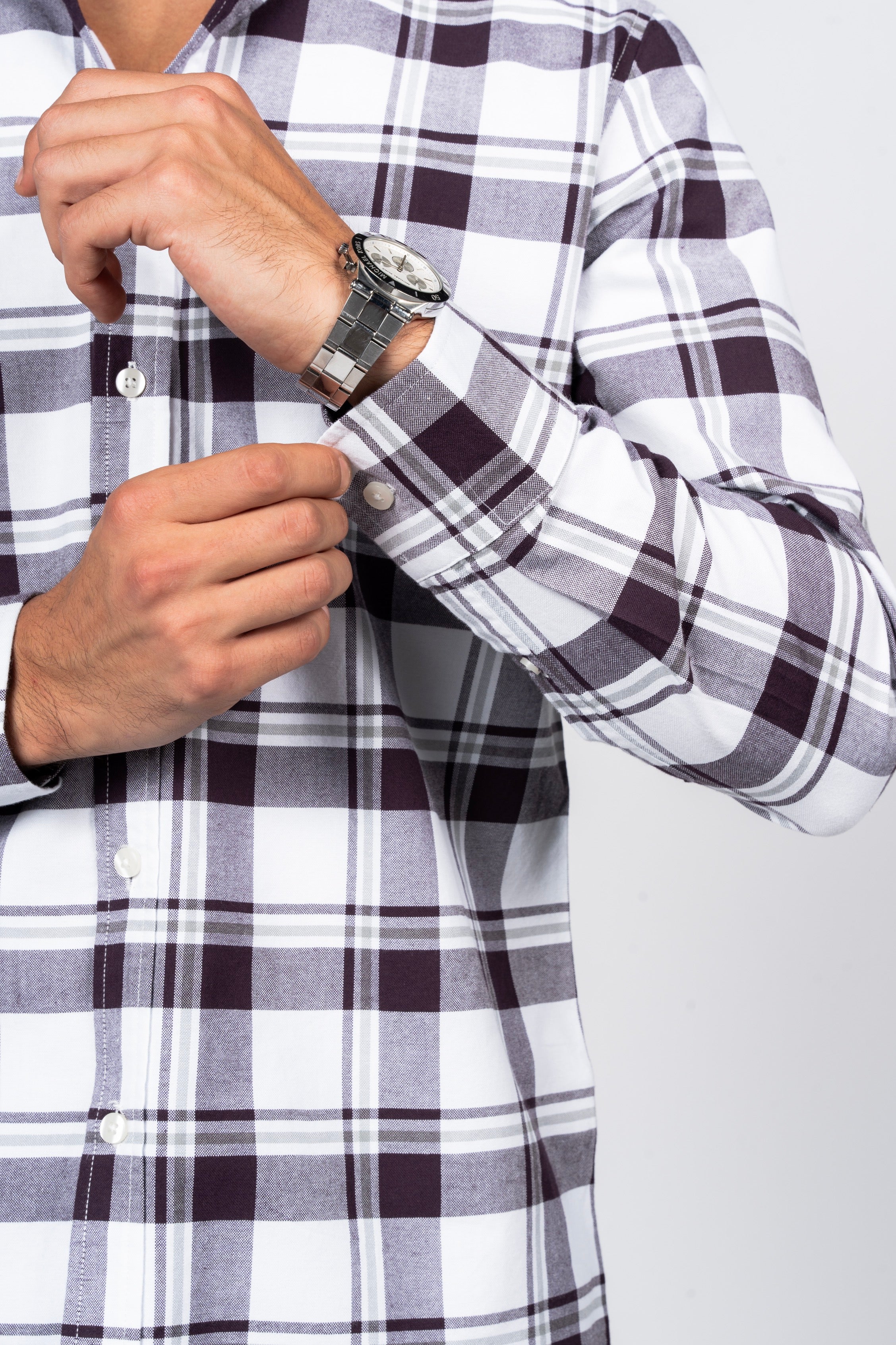 SHIRTSPRO Checked Smart Fit Shirt - Button-Down Collar - Pulm Perfect