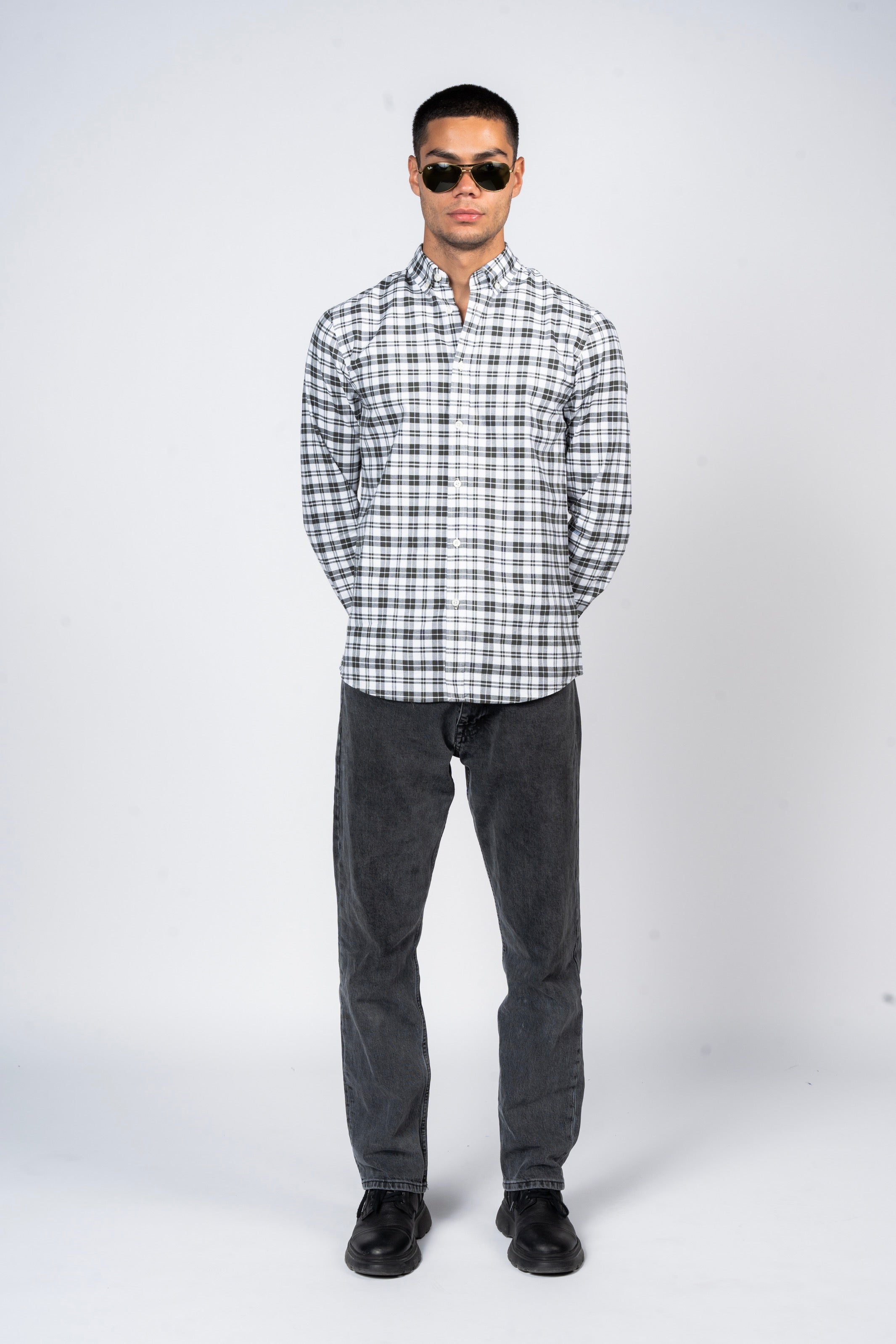 SHIRTSPRO Checked Smart Fit Shirt - Button-Down Collar - Green