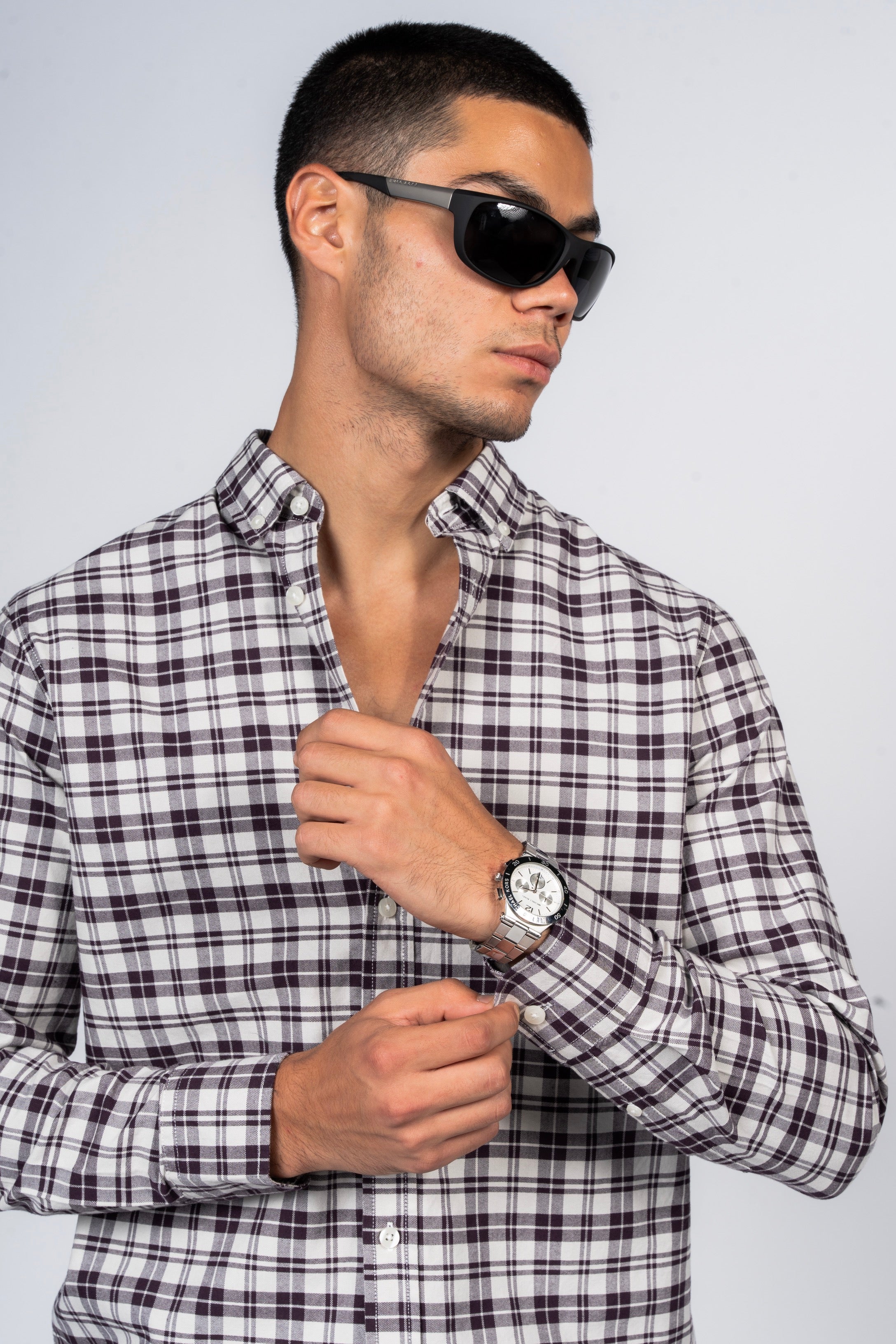 SHIRTSPRO Checked Smart Fit Shirt - Button-Down Collar - Light Beige