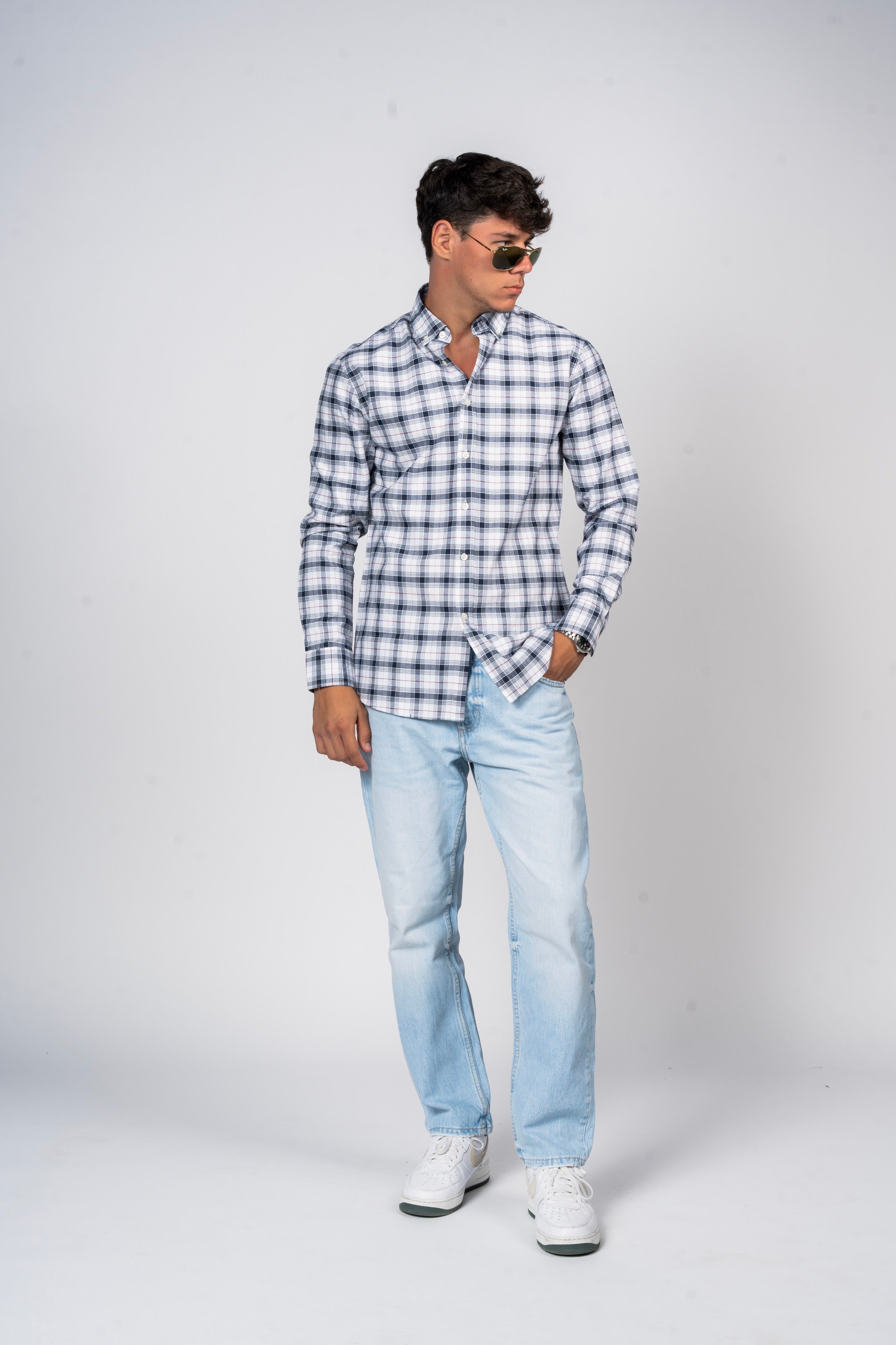 SHIRTSPRO Checked Smart Fit Shirt - Button-Down Collar - Mood Indigo